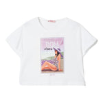 Liu Jo T-Shirt Girocollo Tinta Unita con Stampa Logo per Bambina GA5168 BIANCO LIU JO 