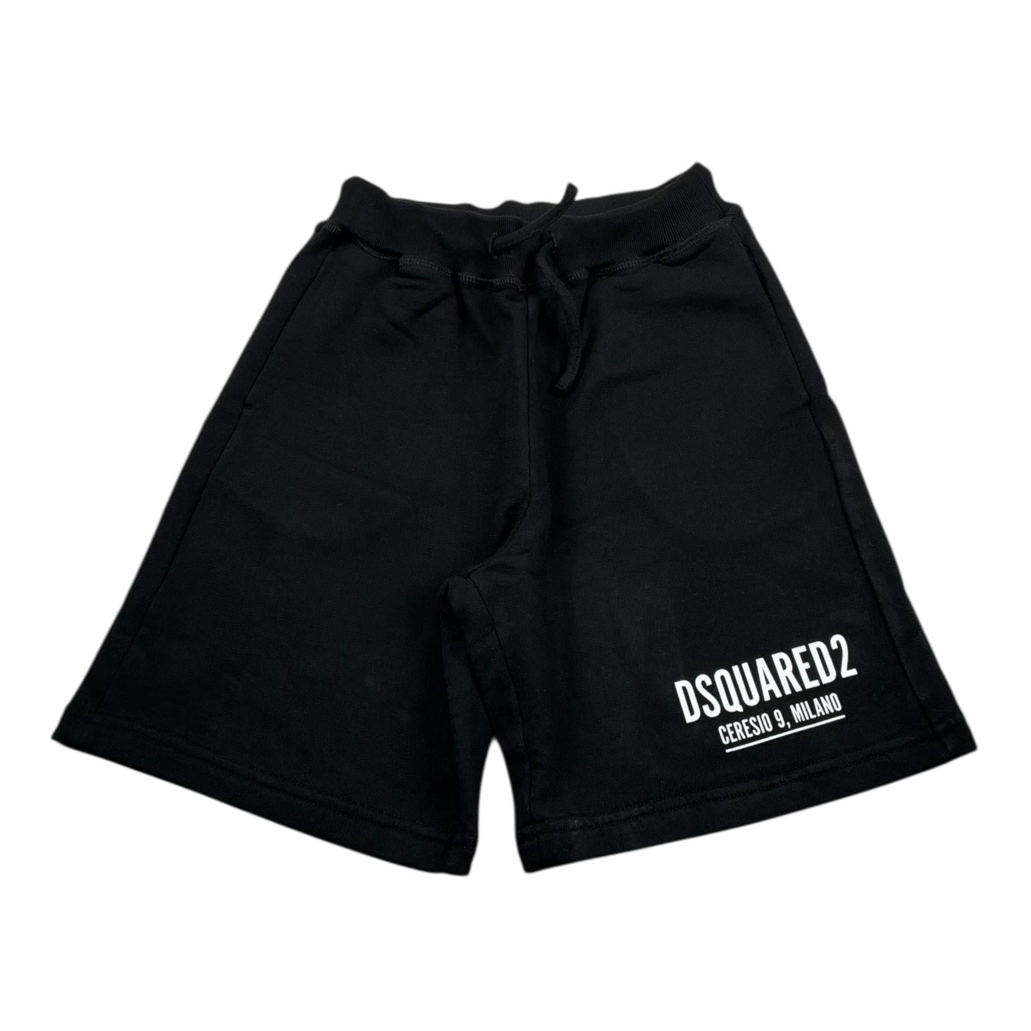Dsquared2 Bermuda Tuta Tinta Unita con Logo per Bambino DQ1412 NERO DSQUARED2 