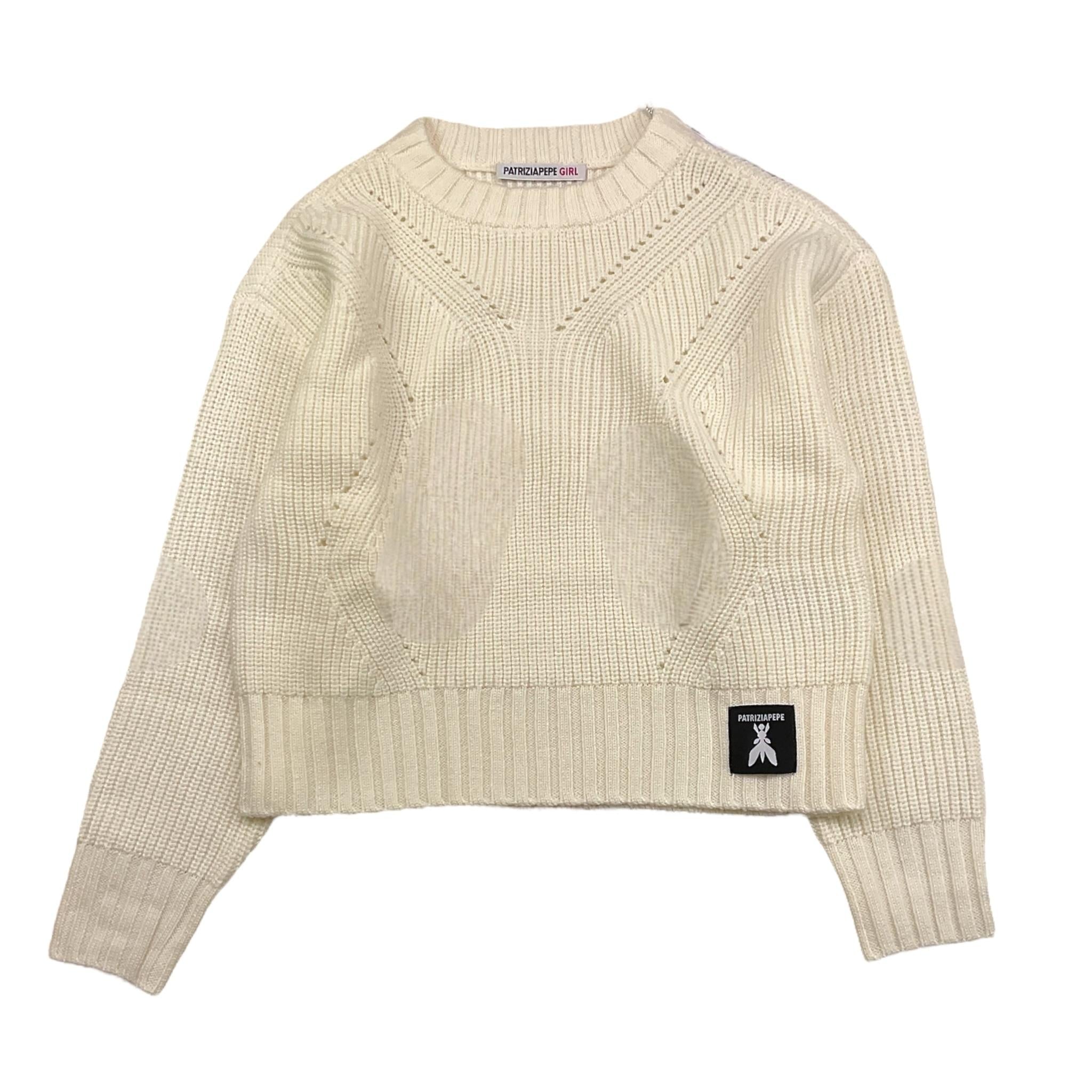 PATRIZIA PEPE maglia girocollo tinta unita Panna per Bambina 7K0049XX PANNA PATRIZIA PEPE 