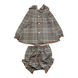 CALAMARO completo 2pz camicia-coulotte tinta unita con fantasia a quadri Bianco per Neonata 22065 BIANCO CALAMARO 