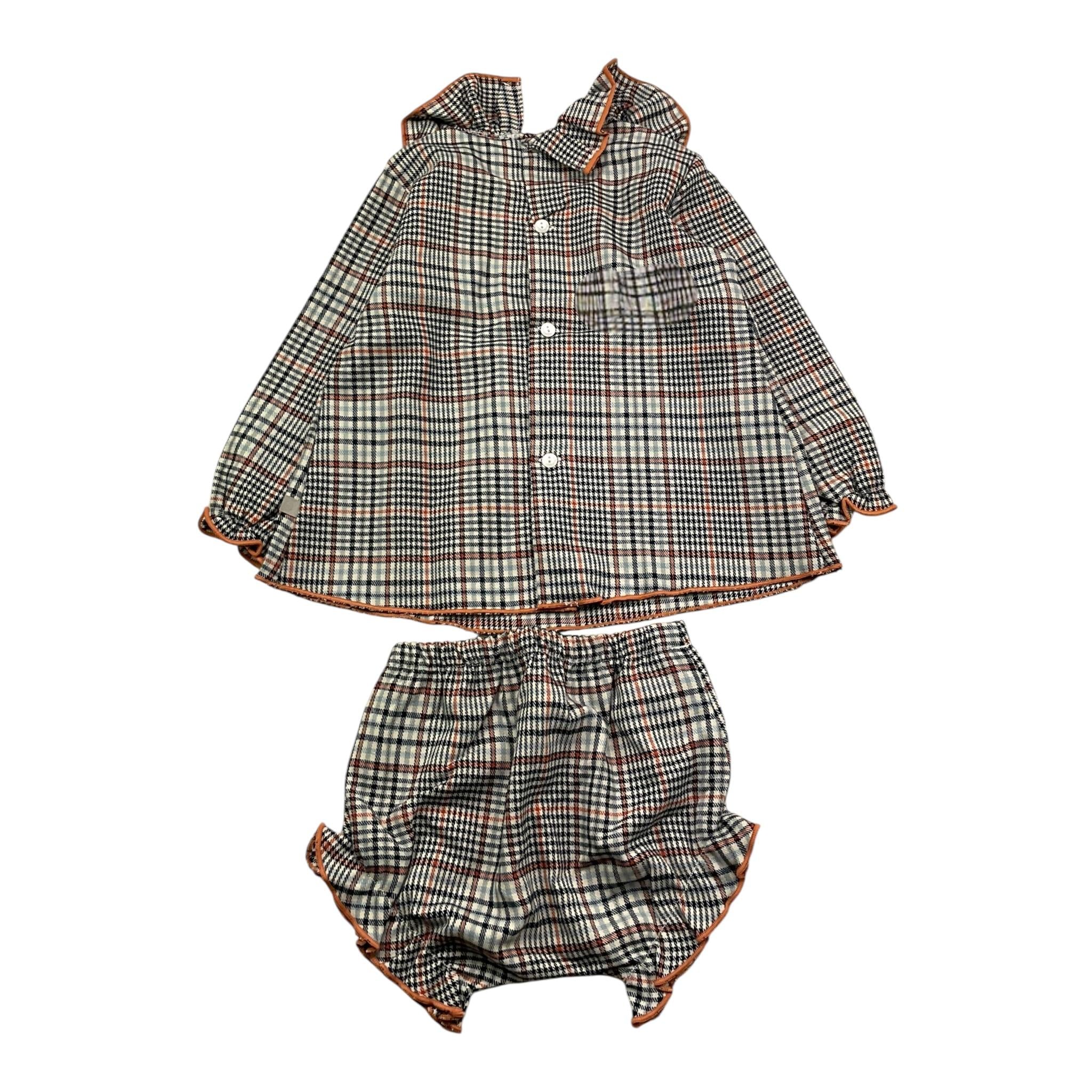 CALAMARO completo 2pz camicia-coulotte tinta unita con fantasia a quadri Bianco per Neonata 22065 BIANCO CALAMARO 