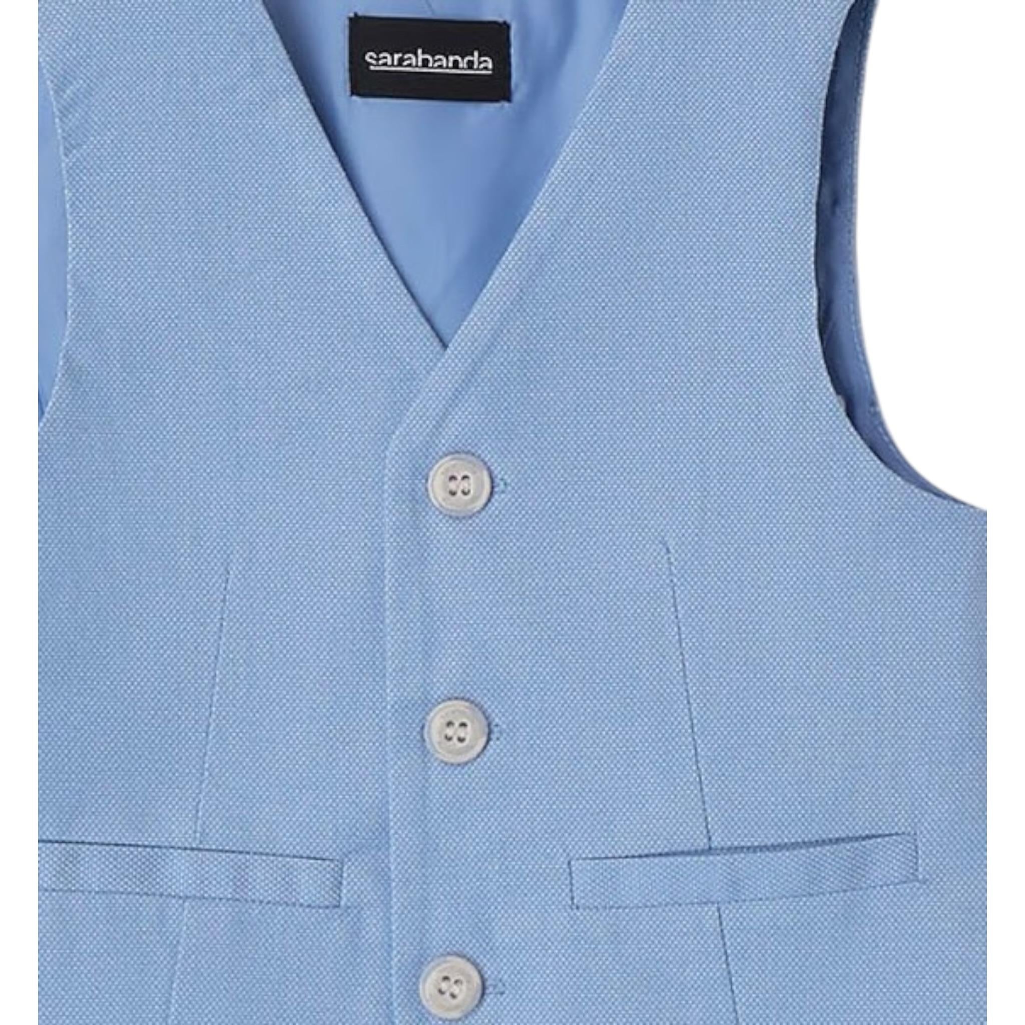 Sarabanda Gilet Tinta Unita con Bottoni per Bambino 08020 AZZURRO SARABANDA 