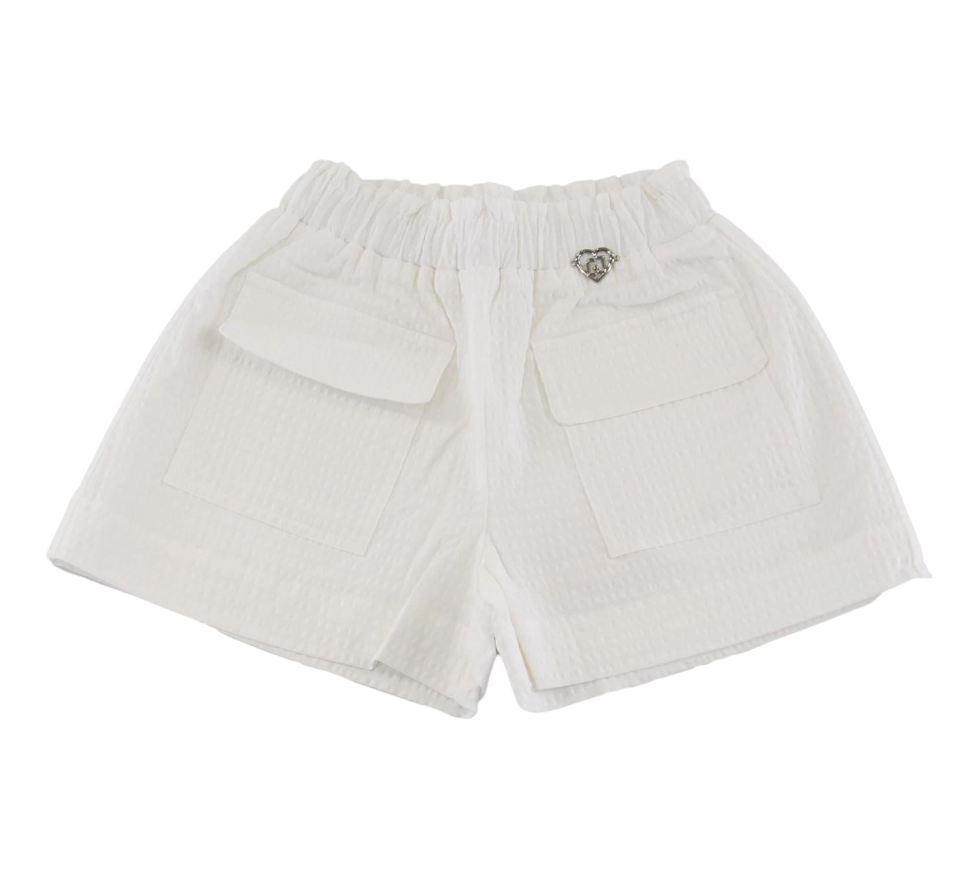 Liu Jo Short Tinta Unita con Elastico In Vita per Bambina KA5143X BIANCO LIU JO 