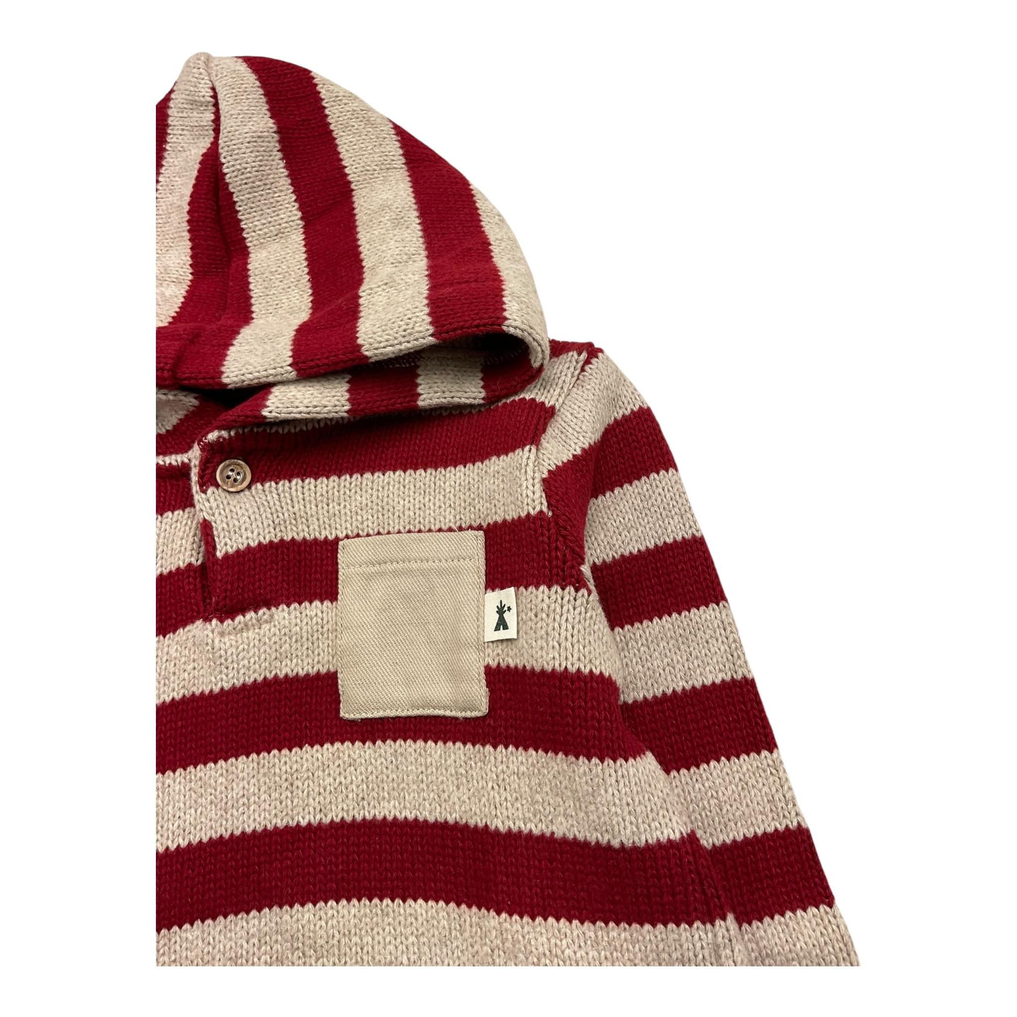 PETIT INDI maglia fantasia a righe con cappuccio Rosso per Neonato AW24B7644 ROSSO PETIT INDI 