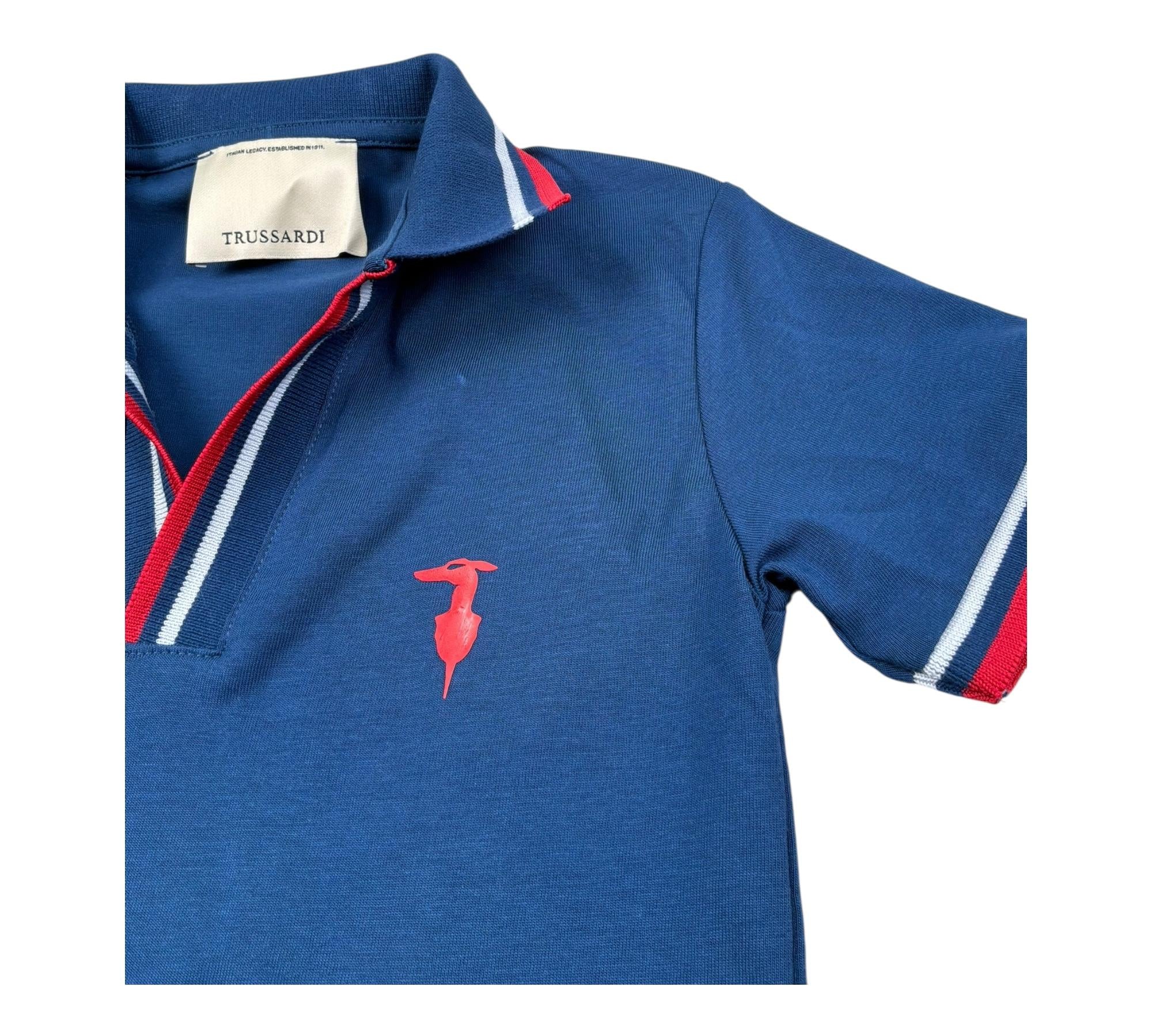 Trussardi Polo Mezza Manica Tinta Unita con Logo per Bambino TBP26003POJ BLU TRUSSARDI 