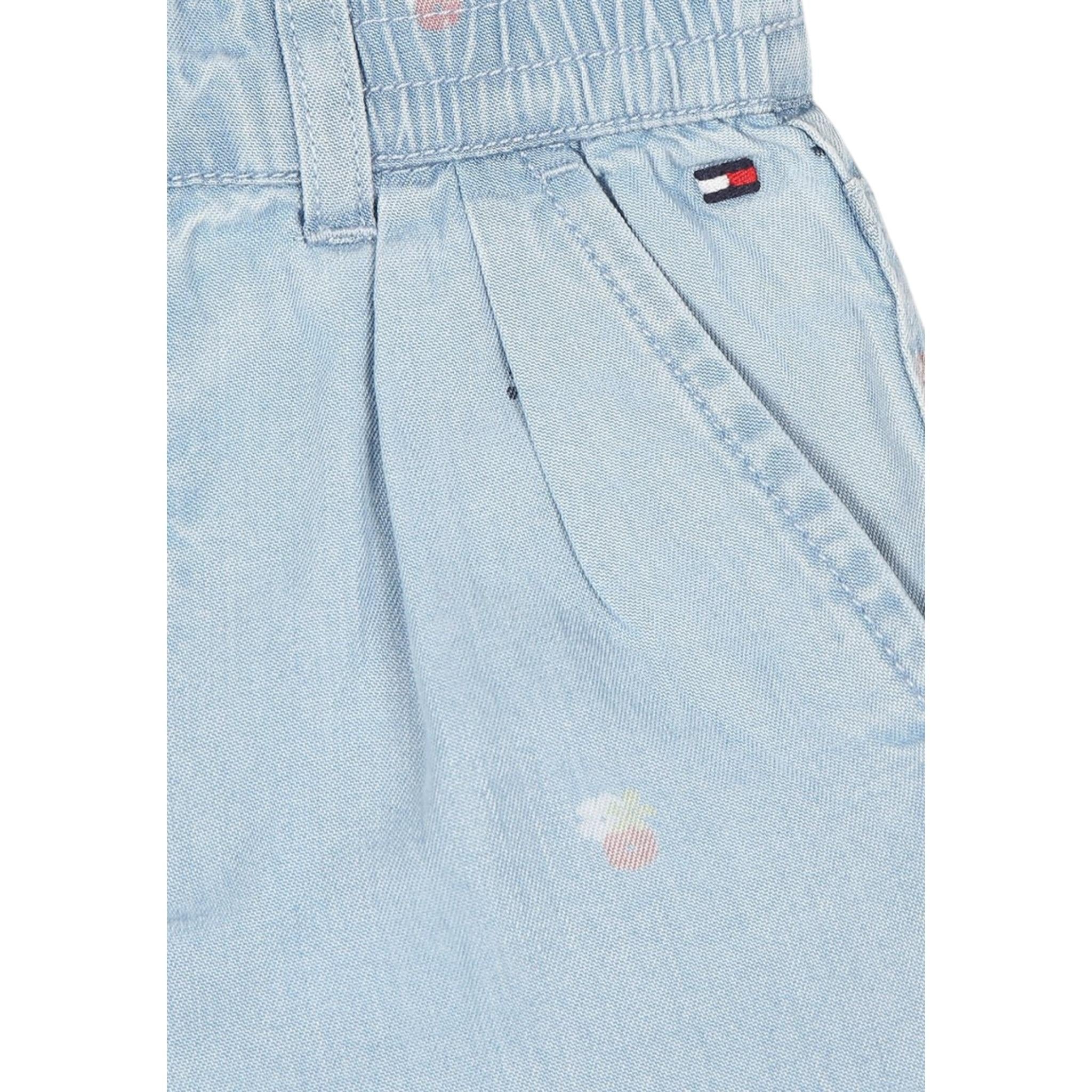 Tommy Hilfiger Pantalone Effetto Denim Tinta Unita con Elastico In Vita per Neonata KN0KN01893 AZZURRO TOMMY HILFIGER 