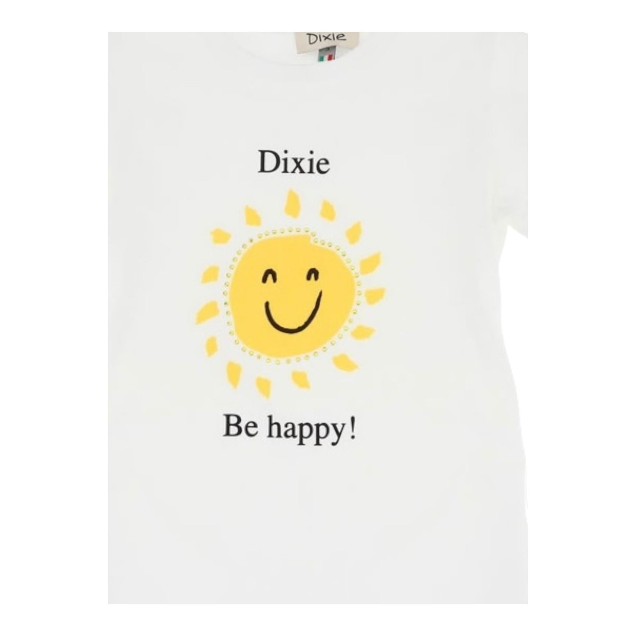 Dixie T-Shirt Tinta Unita Girocollo con Stampa per Bambina MB62030G39 BIANCO DIXIE 