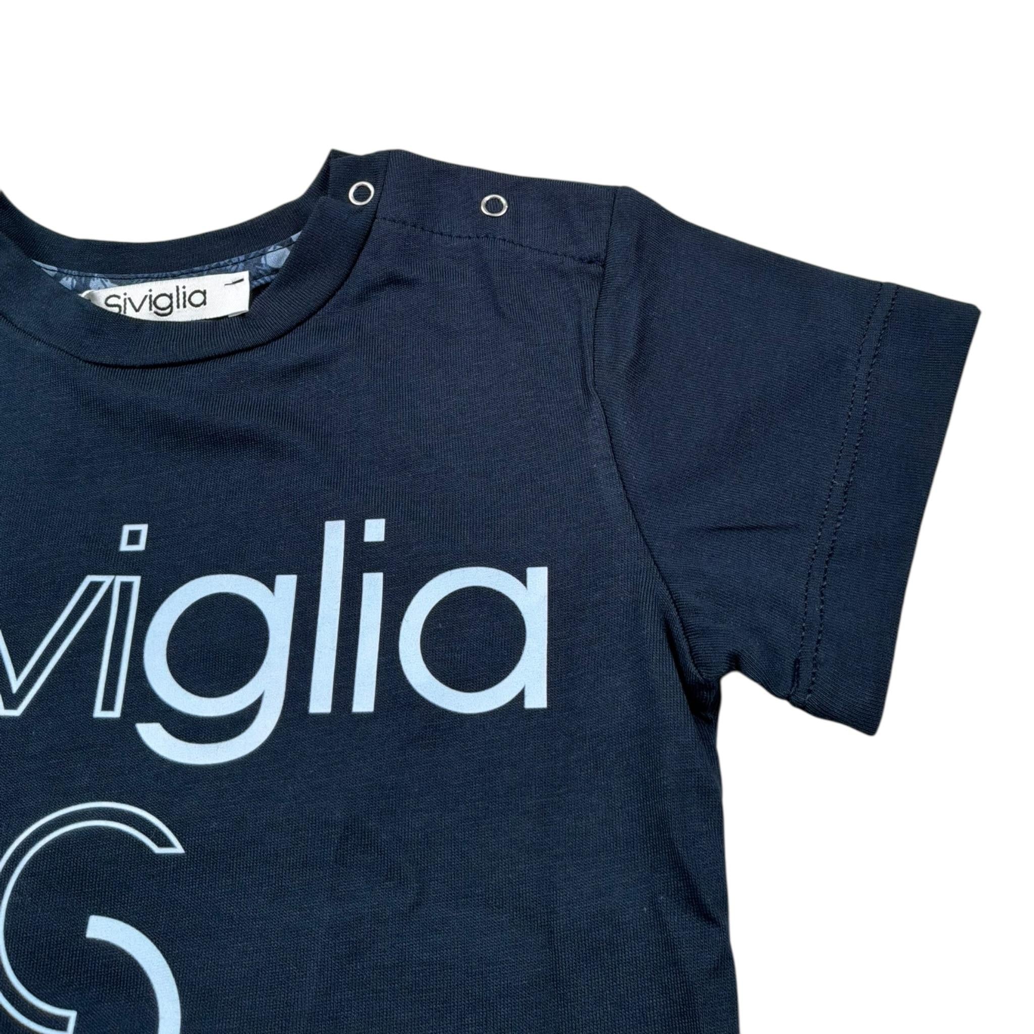 Siviglia T-Shirt Girocollo Tinta Unita con Stampa per Bambino SWVNTS17286J BLU SIVIGLIA 