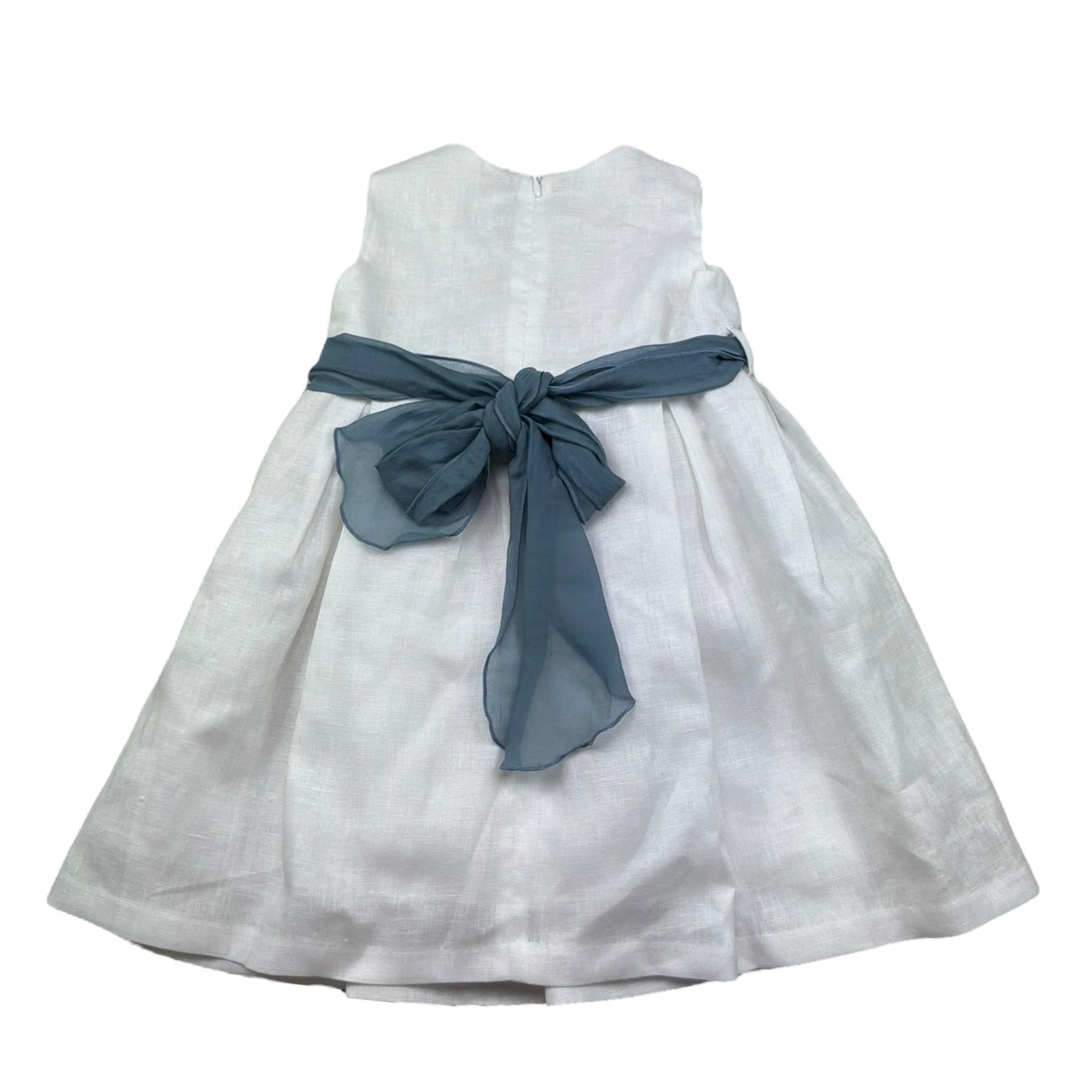 Barcellino Abito Giromanica Tinta Unita con Cinturino per Neonata 1208198 BIANCO BARCELLINO 