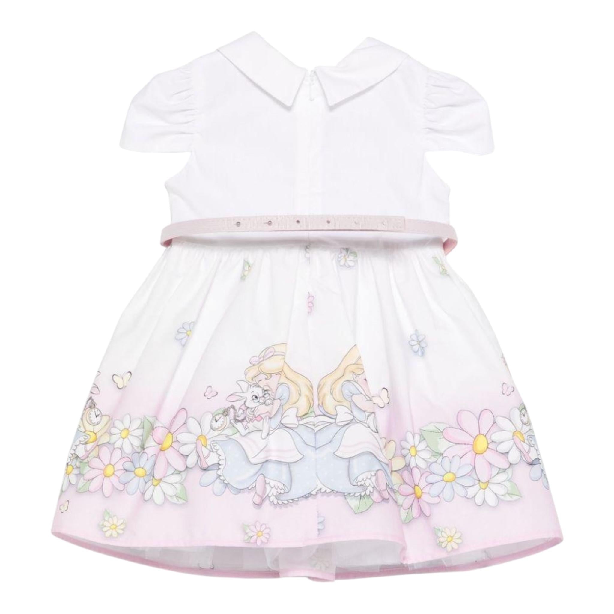 Monnalisa Abito Tinta Unita con Colletto E Stampa per Neonata 31E907 BIANCO MONNALISA 