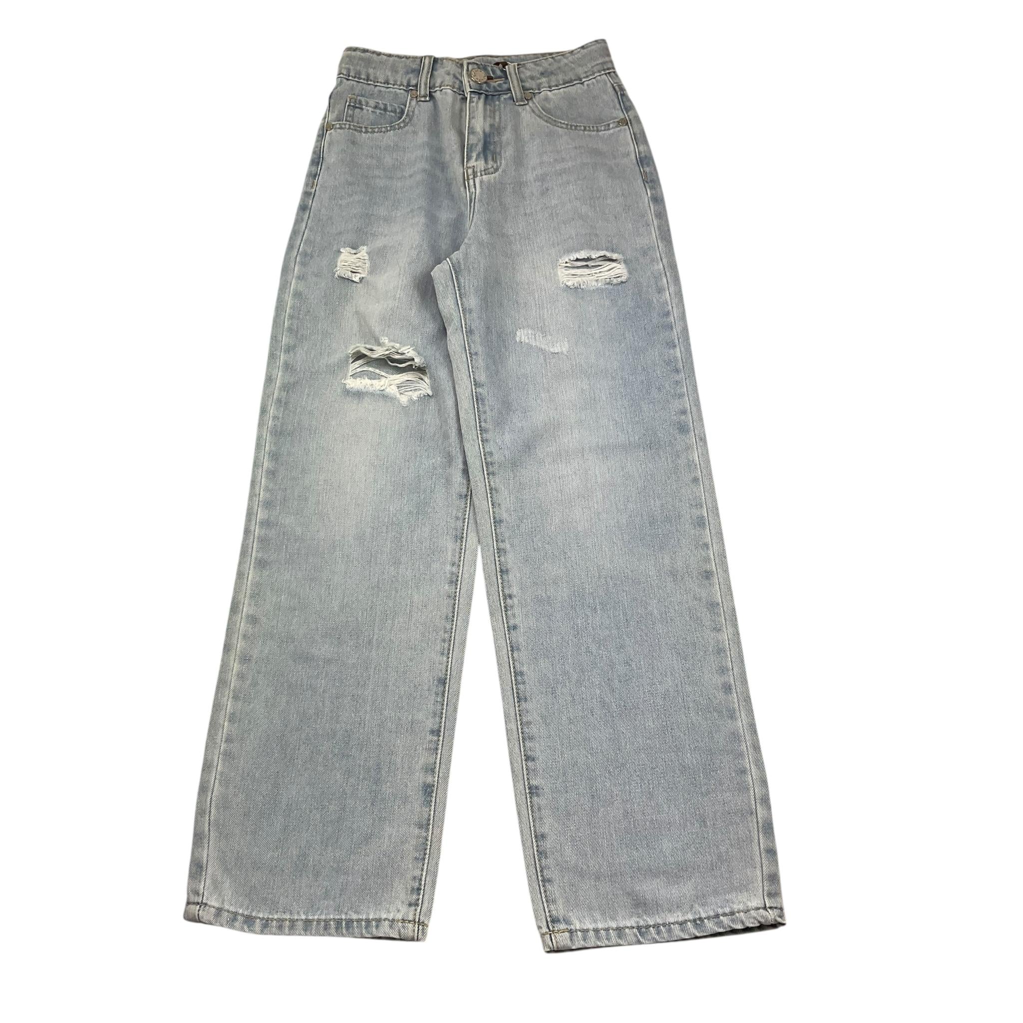 Manila Grace Jeans Tinta Unita con Strappi per Bambina 198PMJS25 AZZURRO MANILA GRACE 