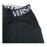 Versace Pantalone Tinta Unita Con Elastico In Vita Logato Nero Per Bambino