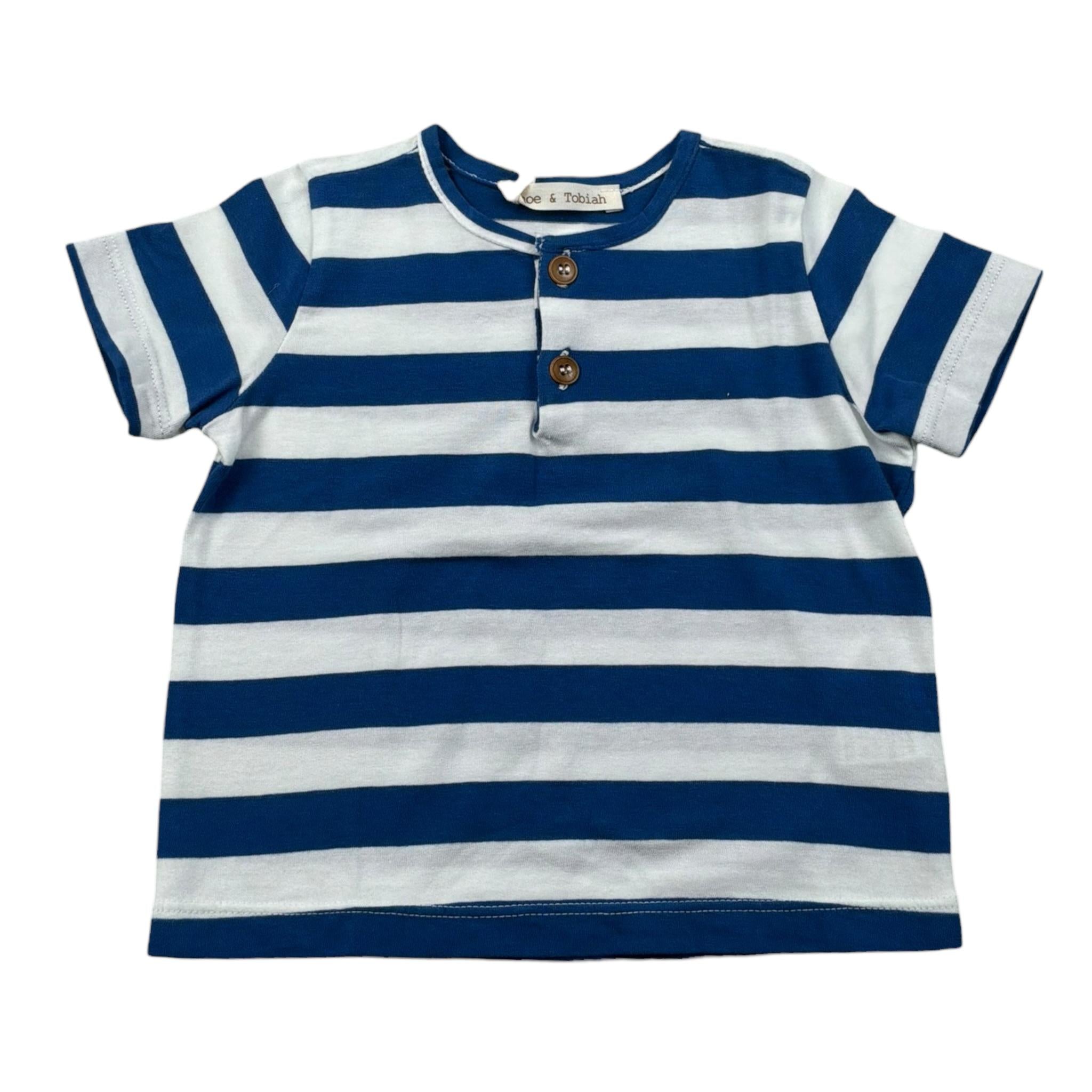 Zhoe & Tobiah T-Shirt Fantasia A Righe Bicolore per Neonato JCS7M BIANCO/BLU ZHOE & TOBIAH 