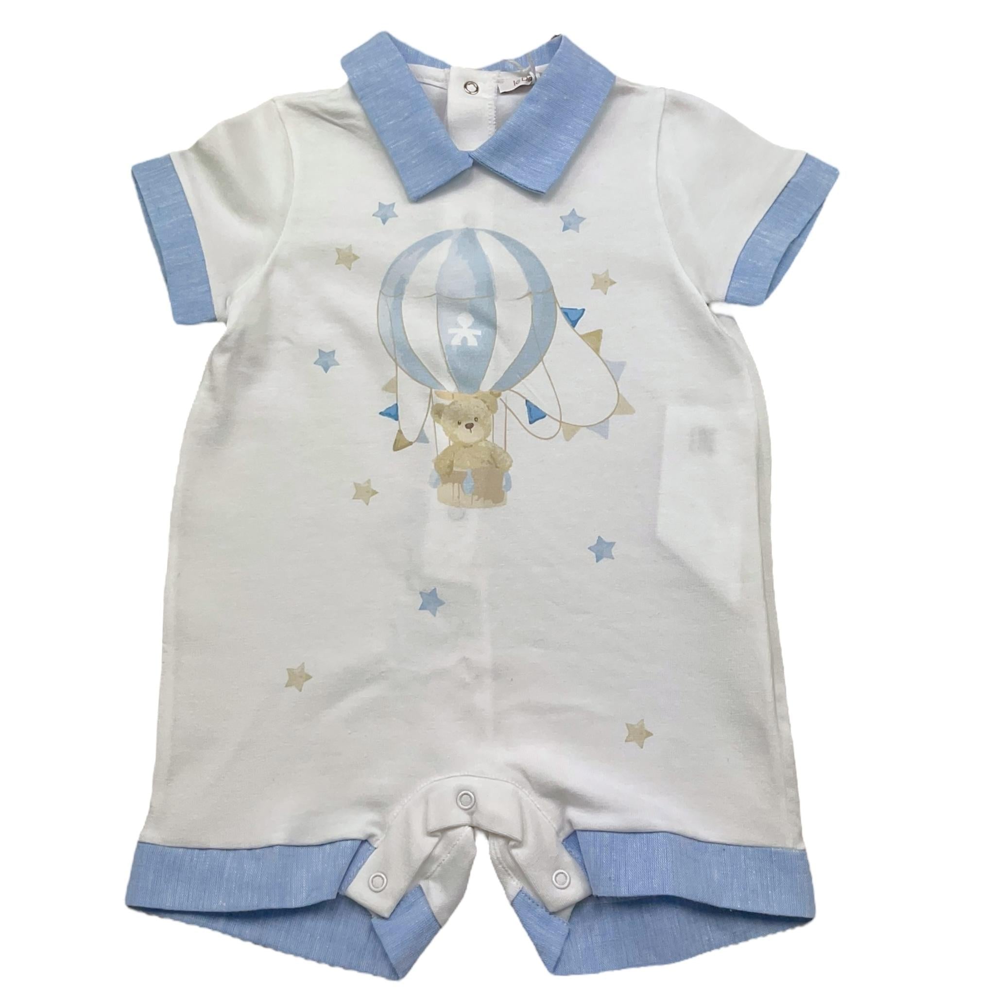 Le Bebe' Pagliaccetto Tinta Unita con Stampa E Colletto per Neonato LBB4901 BIANCO LE BEBE' 