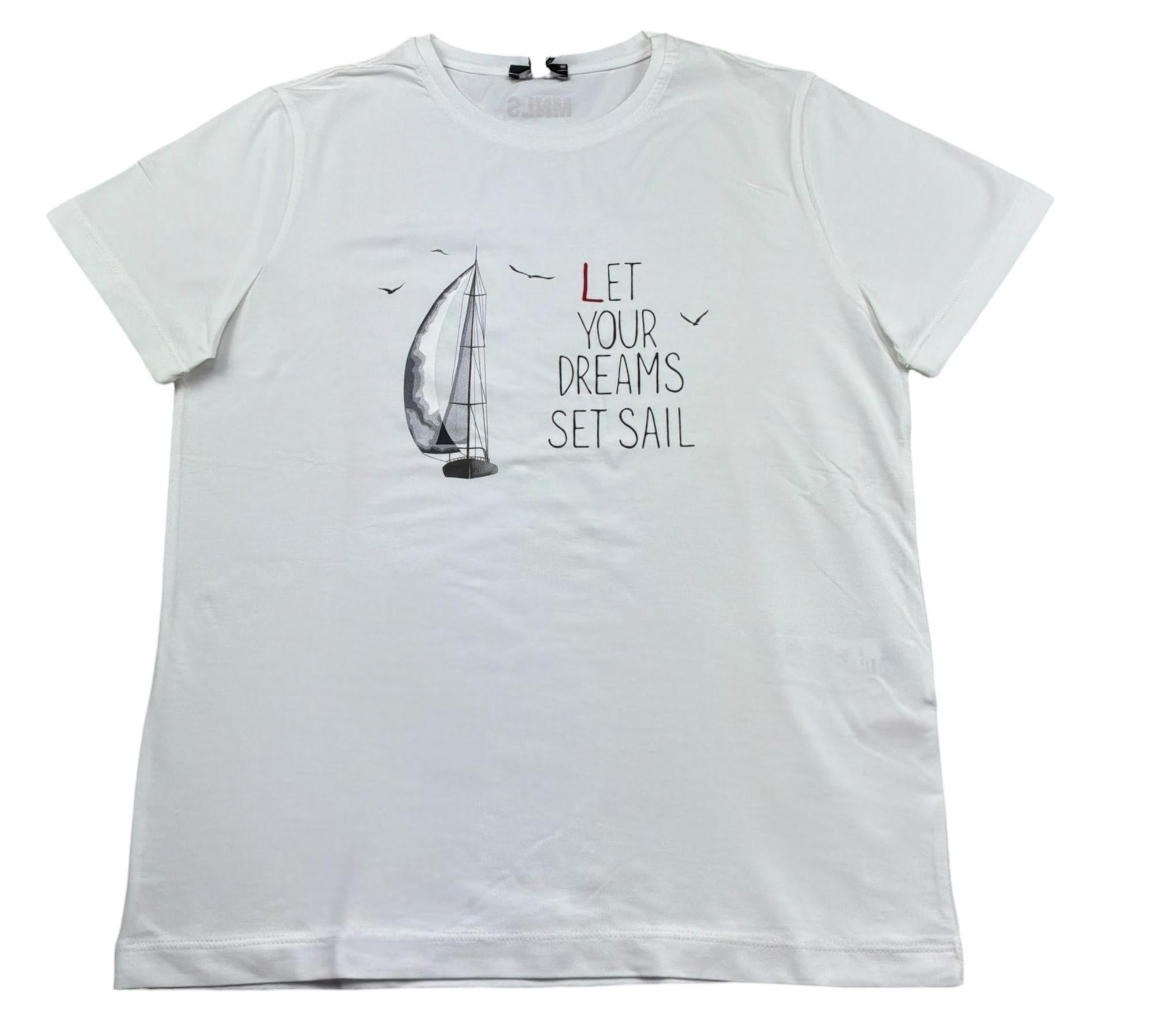 Monnalisa T-Shirt Girocollo Tinta Unita con Stampa per Bambino 255602 BIANCO MONNALISA 