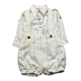 Colori Chiari Completo 3 Pezzi Camicia-Pagliaccetto-Papillon Panna Per Neonato