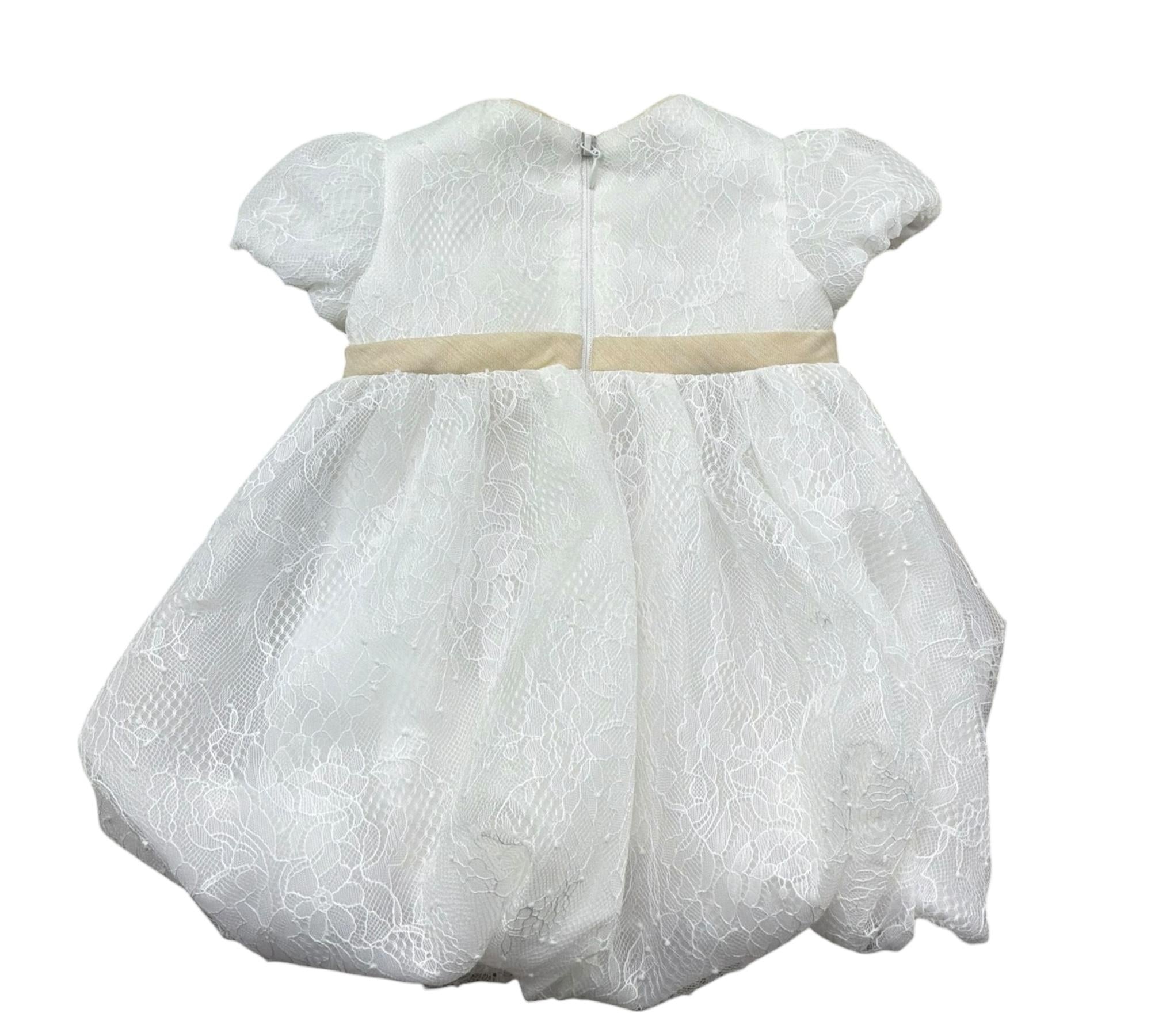 Le Bebe Abito Mezza Manica Cerimoniale Tinta Unita per Neonata LBG6325 BIANCO LE BEBE 