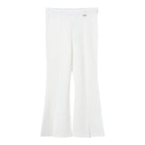 Liu Jo Pantalone Tinta Unita Modella Zampa Con Elastico In Vita Bianco Per Bambina