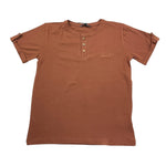 Never Too T-Shirt Girocollo Tinta Unita con Bottoni per Bambino NT1573R MARRONE NEVER TOO 