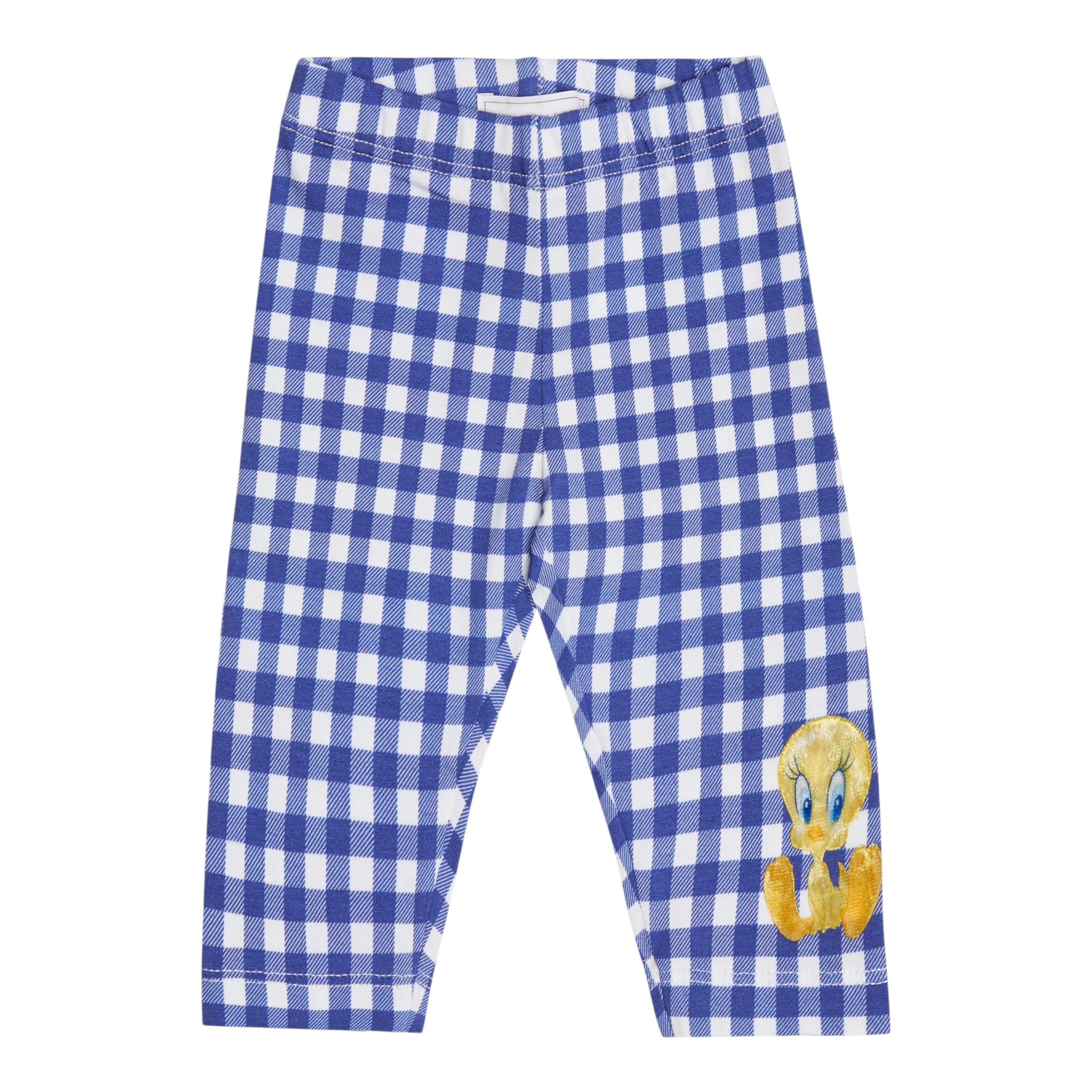 Monnalisa Leggins Fantasia Quadretti per Neonata 319407 BIANCO/BLU MONNALISA 