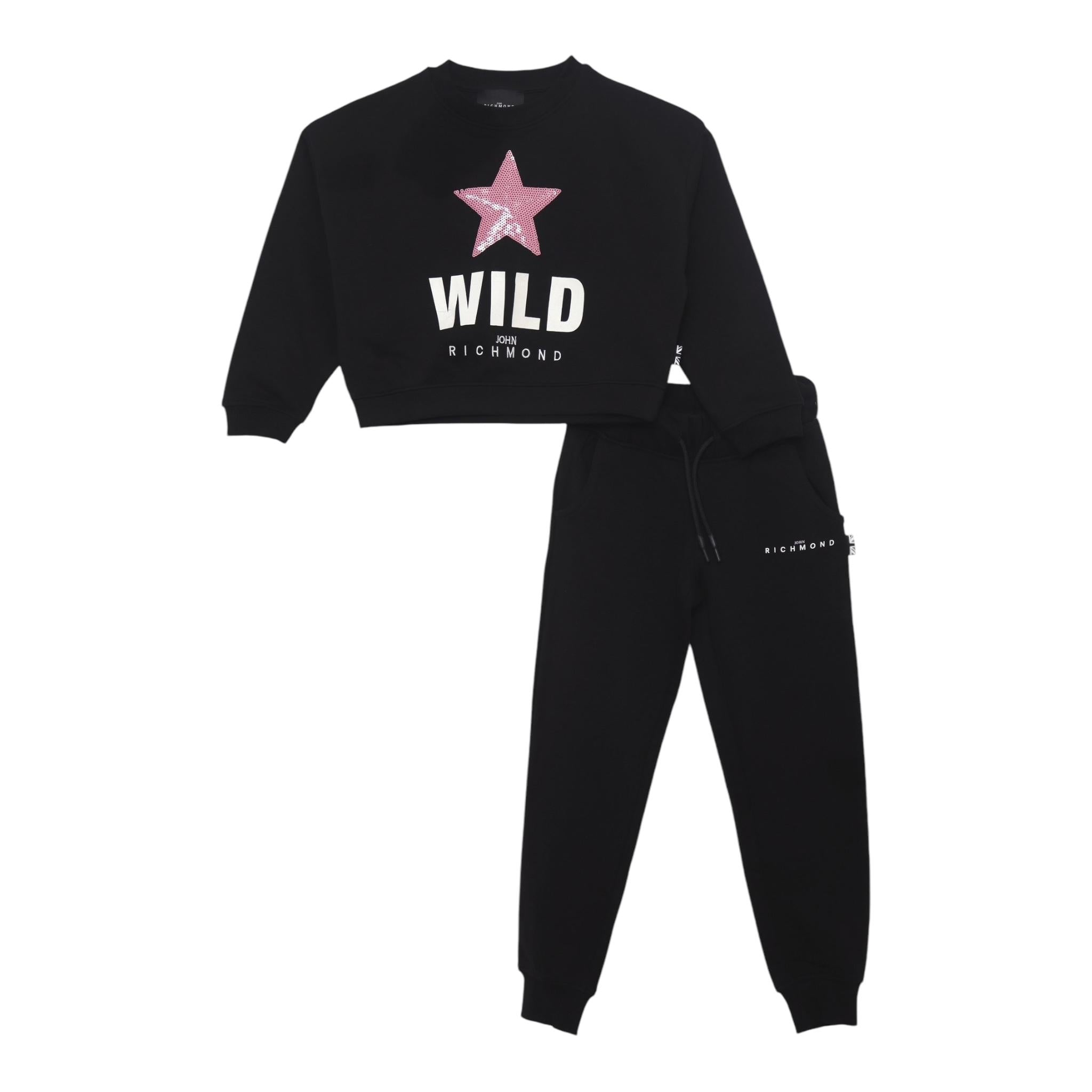 JOHN RICHMOND completo 2pz felpa- pantalone bicolore Nero per Bambina RGA24124CF NERO JOHN RICHMOND 