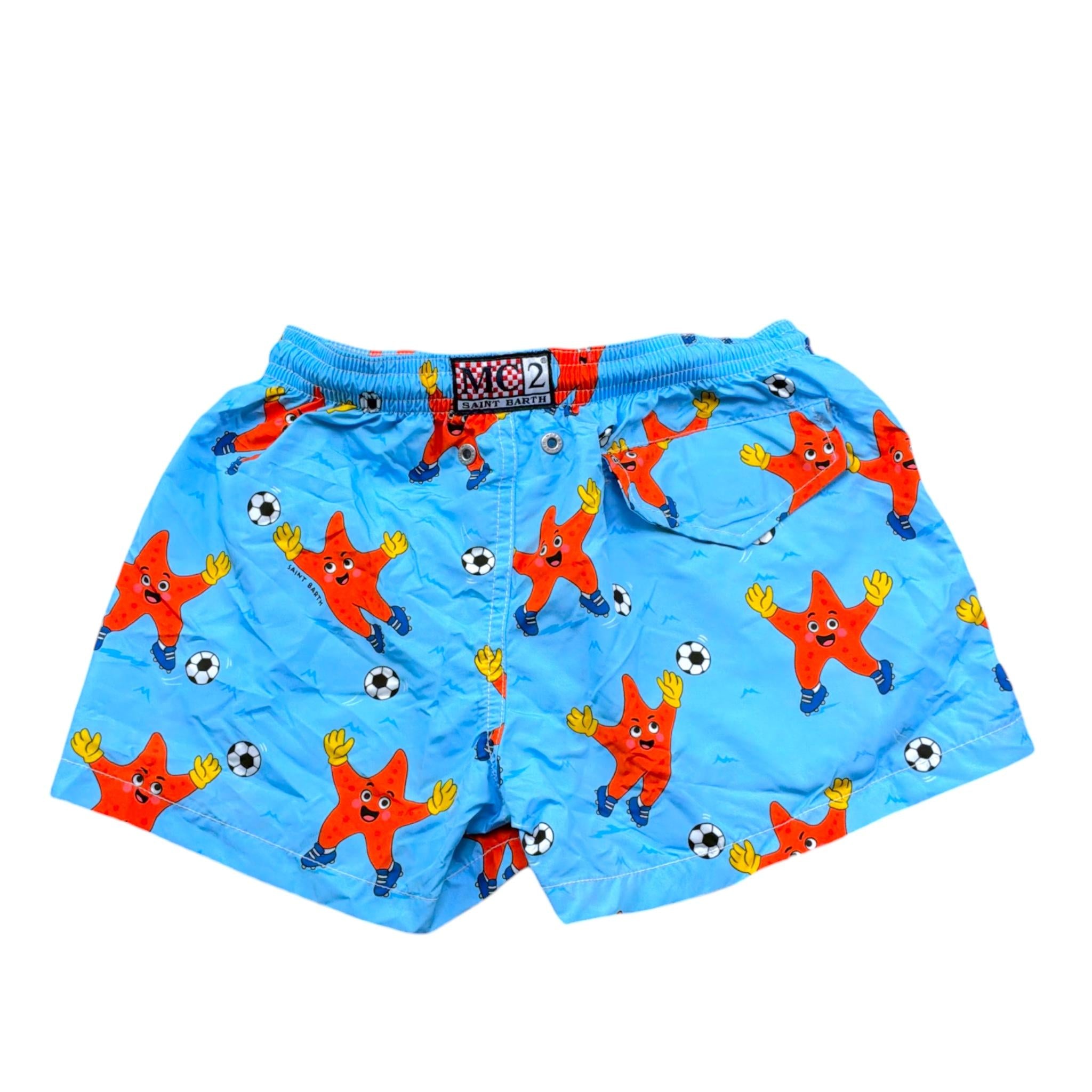 Saint Barth Costume Modello Boxer Tinta Unita con Stampa per Bambino STARFISH AZZURRO SAINT BARTH 