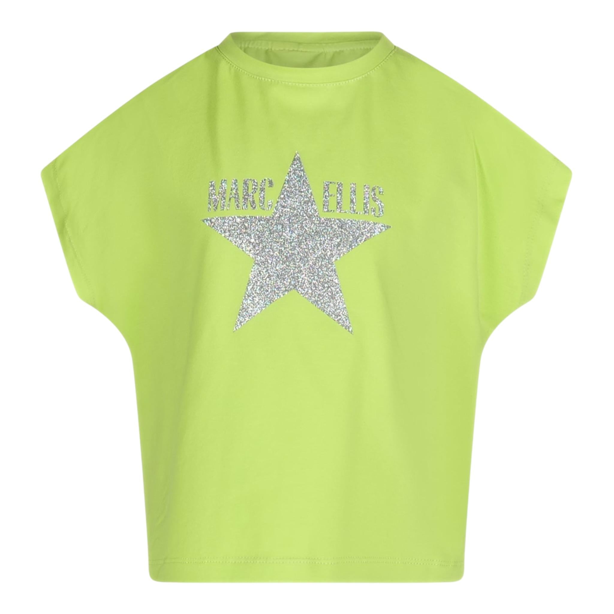 Marc Ellis T-Shirt Girocollo Tinta Unita con Brillantini per Bambina JMJTS16519 VERDE MARC ELLIS 