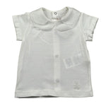 Le Bebe T-Shirt Tinta Unita con Colletto per Neonata LBG5835 BIANCO LE BEBE 