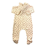 Bamboom+Babies Tutina Tinta Unita Con Colletto E Fantasia Fiori Rosa Per Neonata