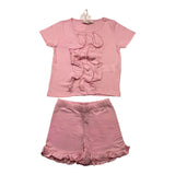 Please Completo Tinta Unita T-Shirt-Short Rosa Per Neonata