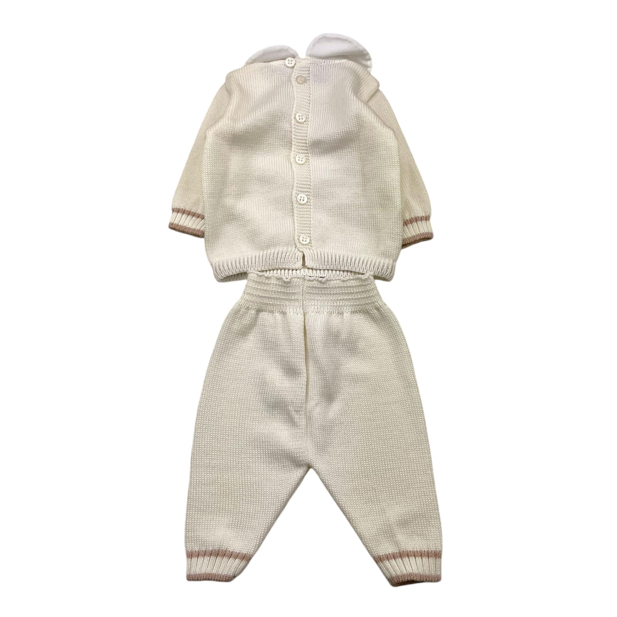 MARLU' tutina tinta unita con bottonicompleto 2pz maglia-pantalone tinta unita con stampa Panna per Neonata IB5550 PANNA MARLU' 