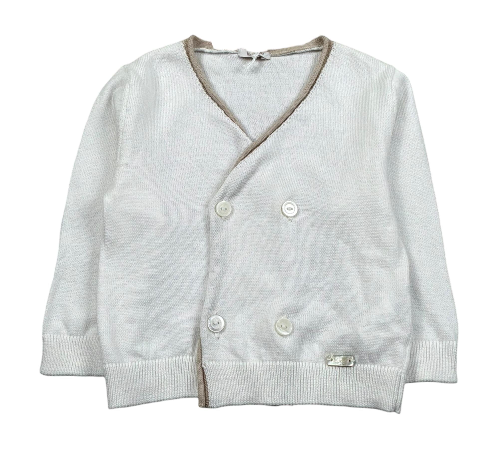 Le Bebe Cardigan Tinta Unita con Profili In Contrasto per Neonato LBB5324 BIANCO LE BEBE 