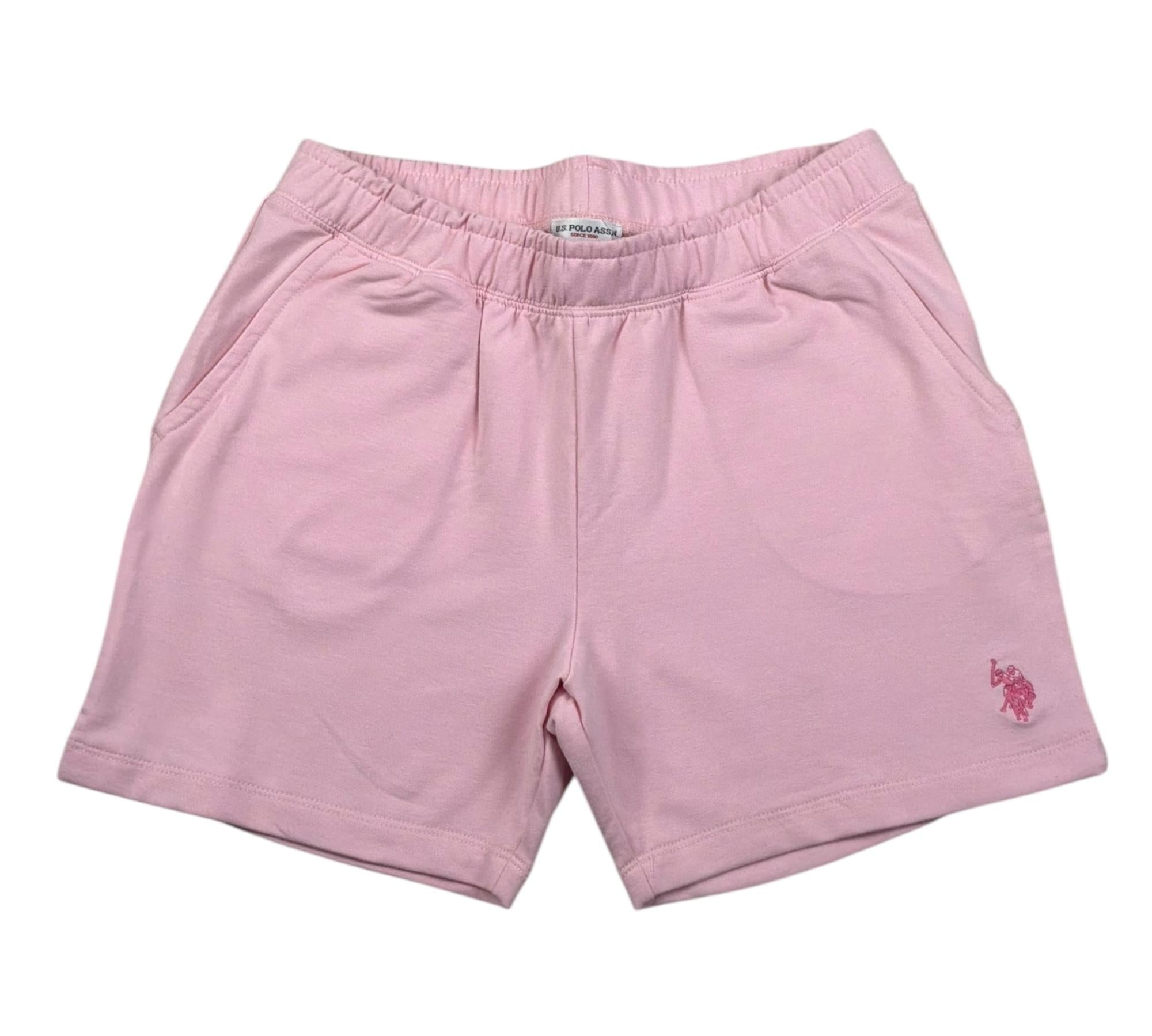 U.S. Polo Assn Short Tinta Unita con Logo per Bambina US41631 ROSA U.S. POLO ASSN 