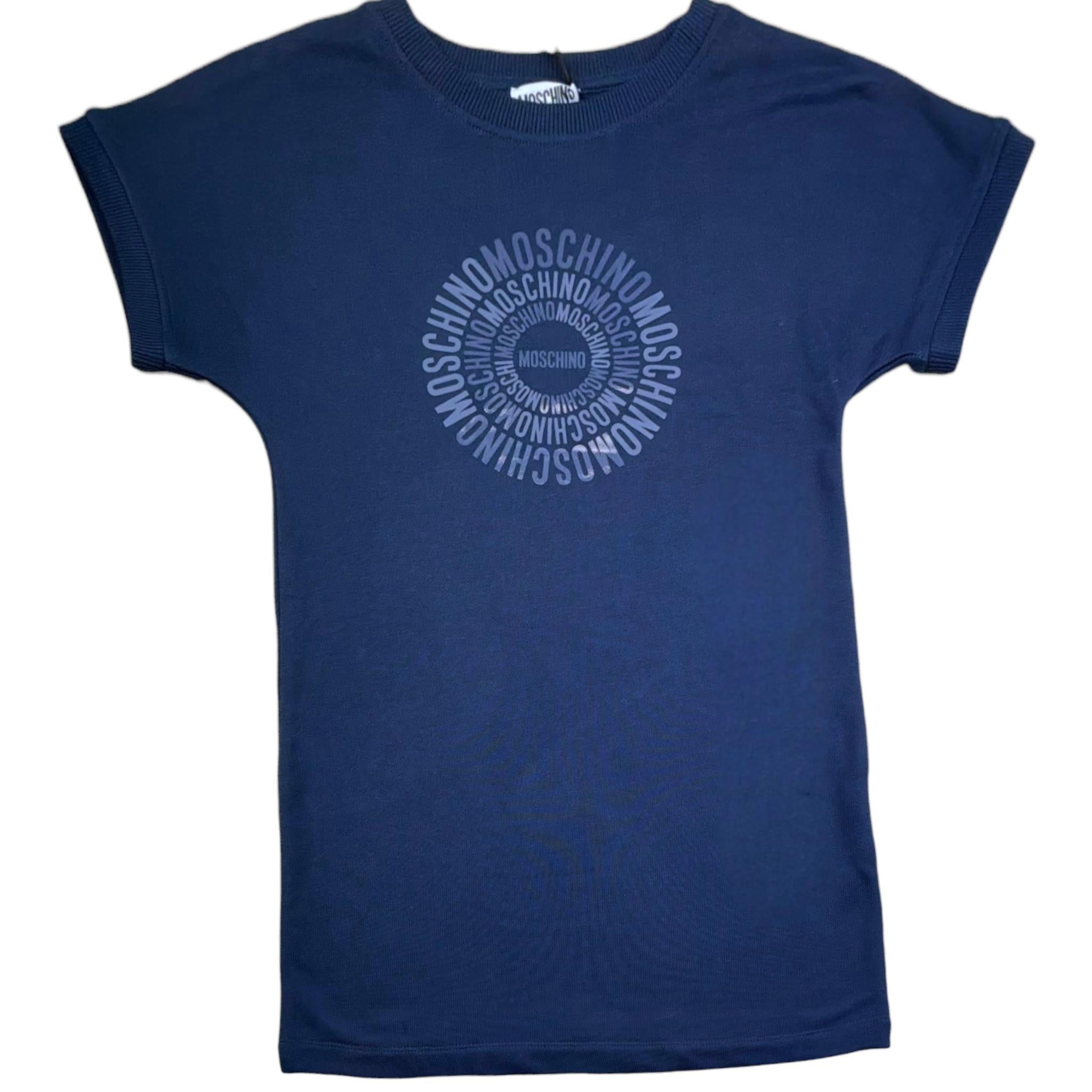 Moschino Abito Mezza Manica Tinta Unita con Stampa per Bambina HBV0EA BLU MOSCHINO 