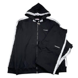 Cesare Paciotti Completo Felpa con Zip e Cappuccio-Pantalone In Tuta Nero per Bambino