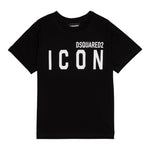 Dsquared2 T-Shirt Girocollo tinta unita con Stampa Nero per Neonato DQ2968X NERO DSQUARED2 