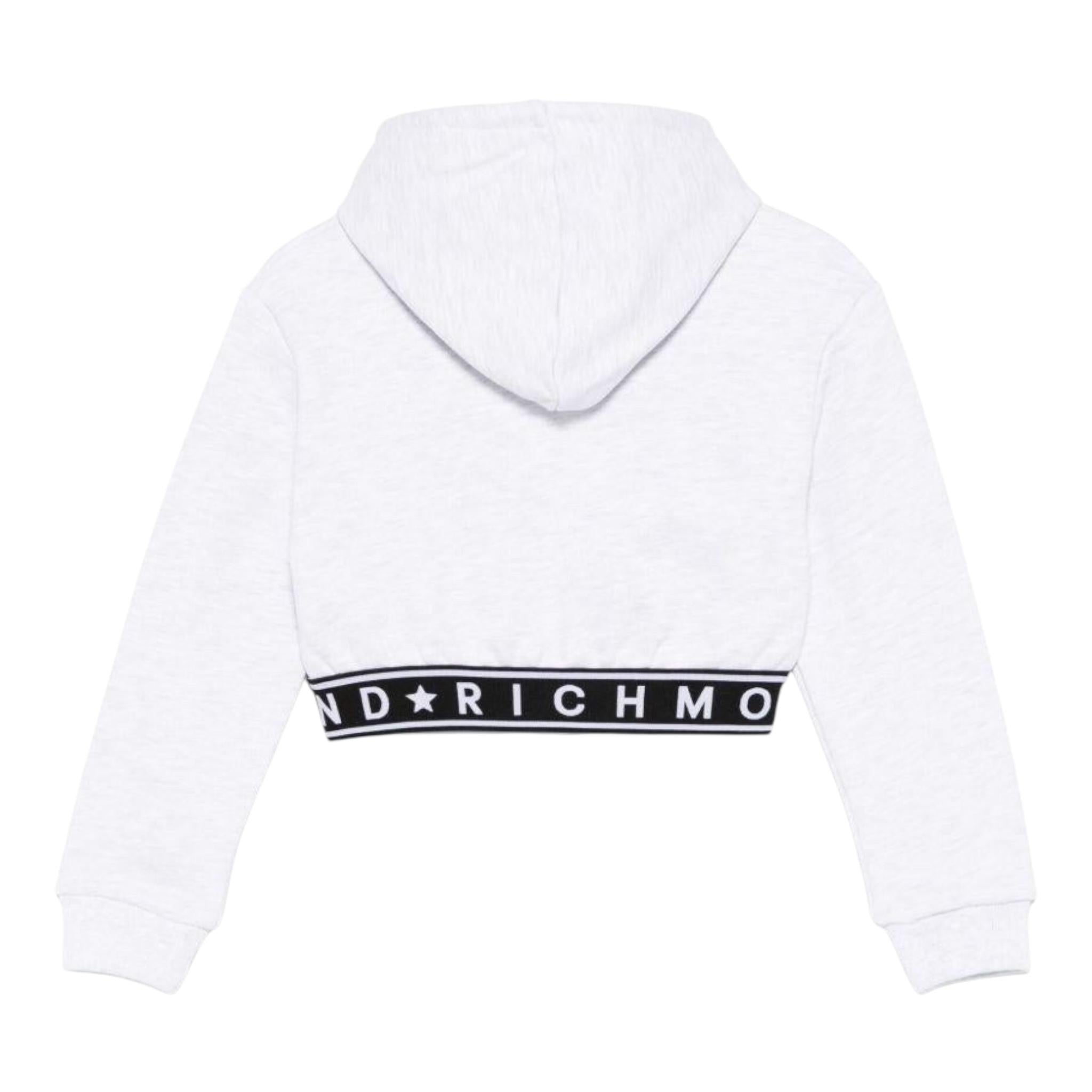 John Richmond Felpa Tinta Unita con Cappuccio E Elastico per Bambina RGP25111FE GRIGIO JOHN RICHMOND 