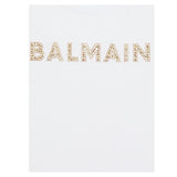 Balmain T-Shirt Girocollo Tinta Unita Con Stampa Brillantinata Bianco Per Bambina