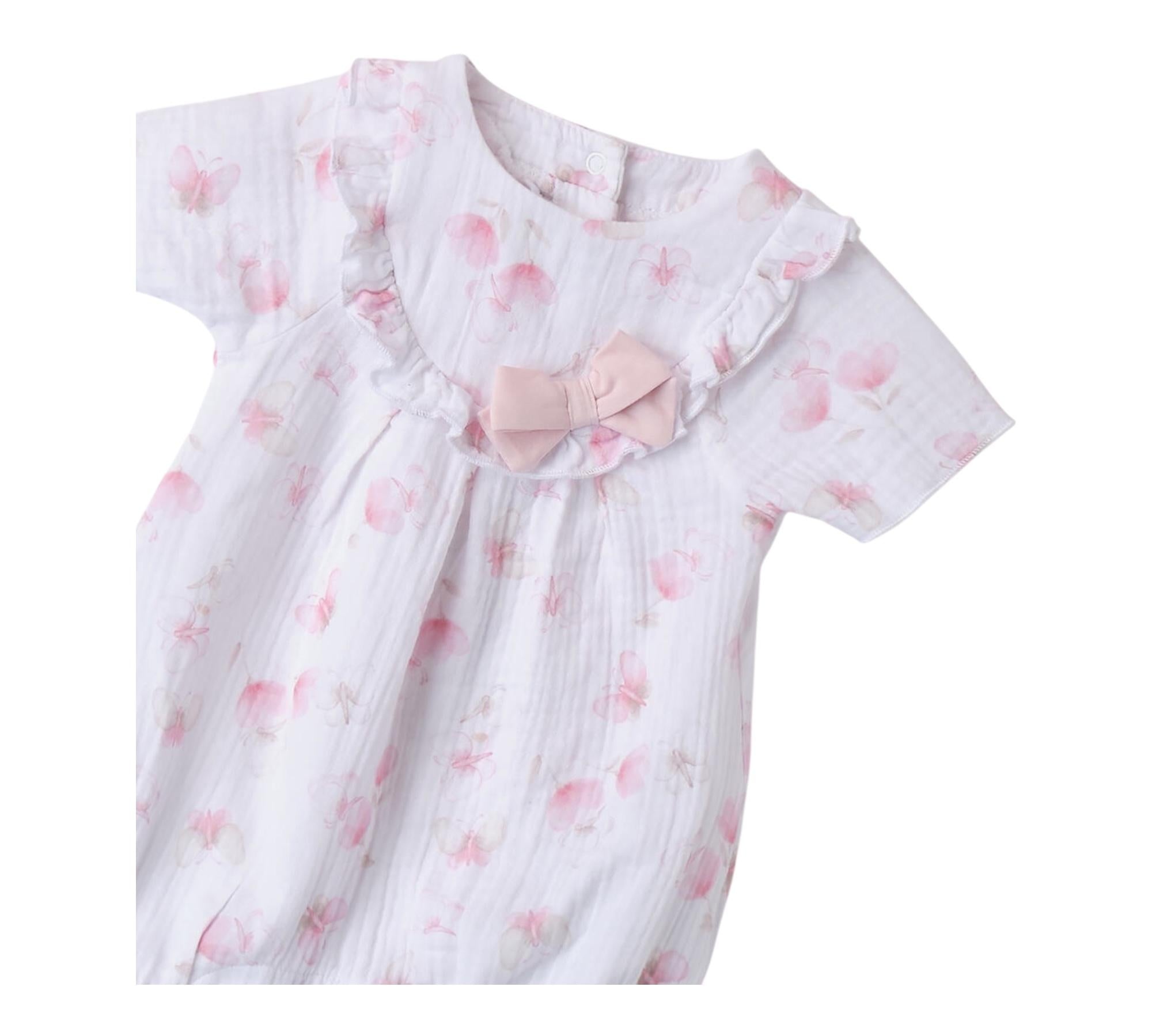 Minibanda Pagliaccetto Mezza Manica Tinta Unita con Stampe per Neonata 3B781 BIANCO MINIBANDA 