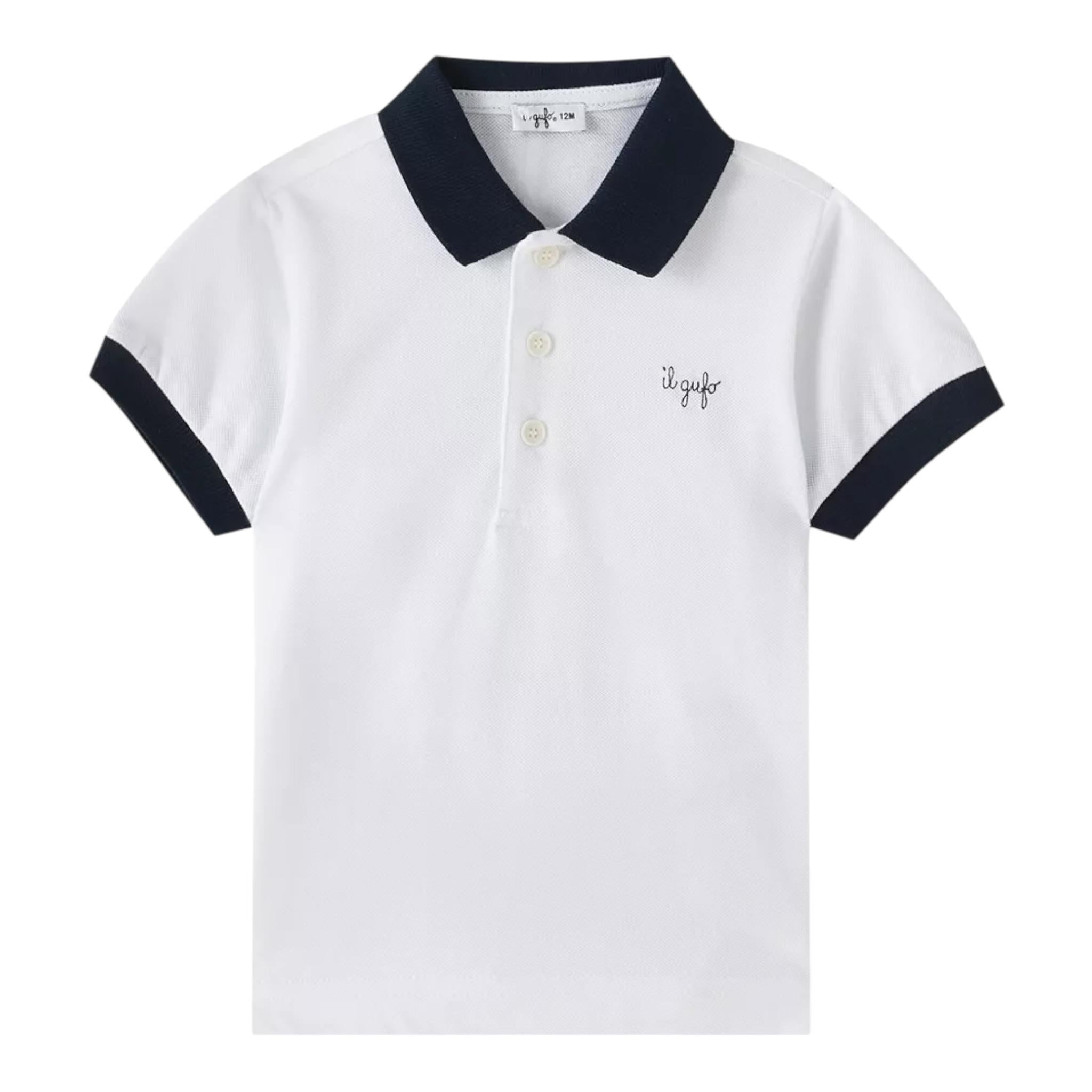 Il Gufo Polo Tinta Unita con Profili In Contrasto per Bambino P25PC067M0095 BIANCO IL GUFO 