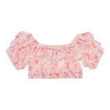 Aniye By Girl Top Mezza Manica Tinta Unita Con Tulle Rosa Per Bambina