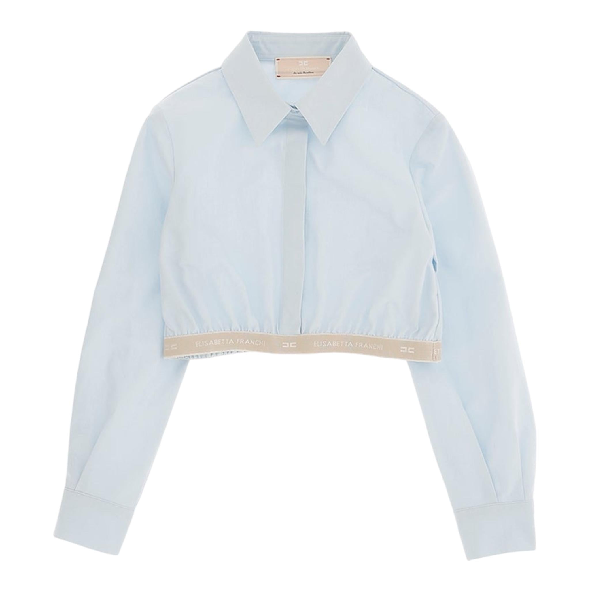 Elisabetta Franchi Camicia Manica Lunga Modello Crop per Bambina EFCA264 AZZURRO ELISABETTA FRANCHI 