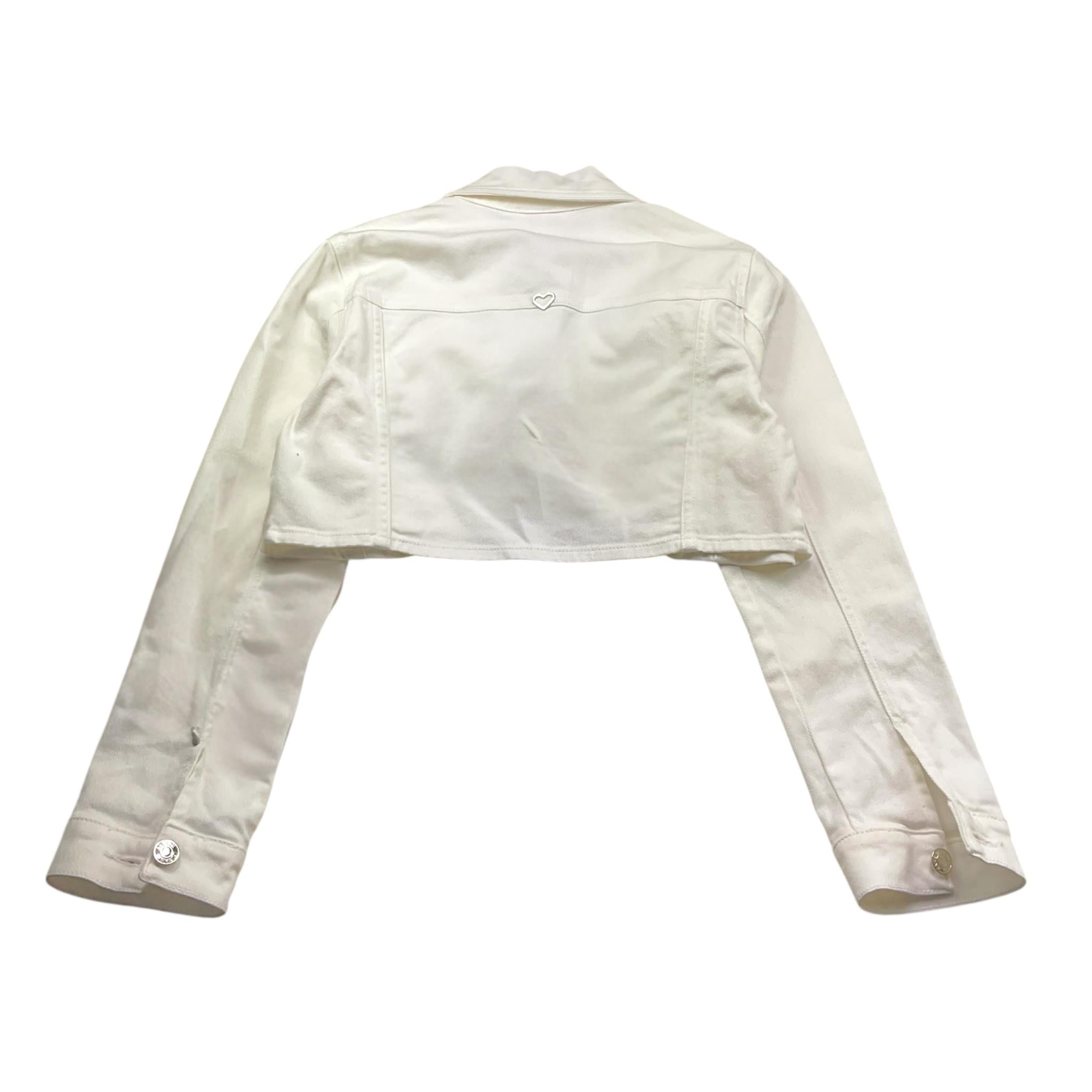 Please Giubbino In Denim Tinta Unita per Bambina JB18132G73 BIANCO PLEASE 