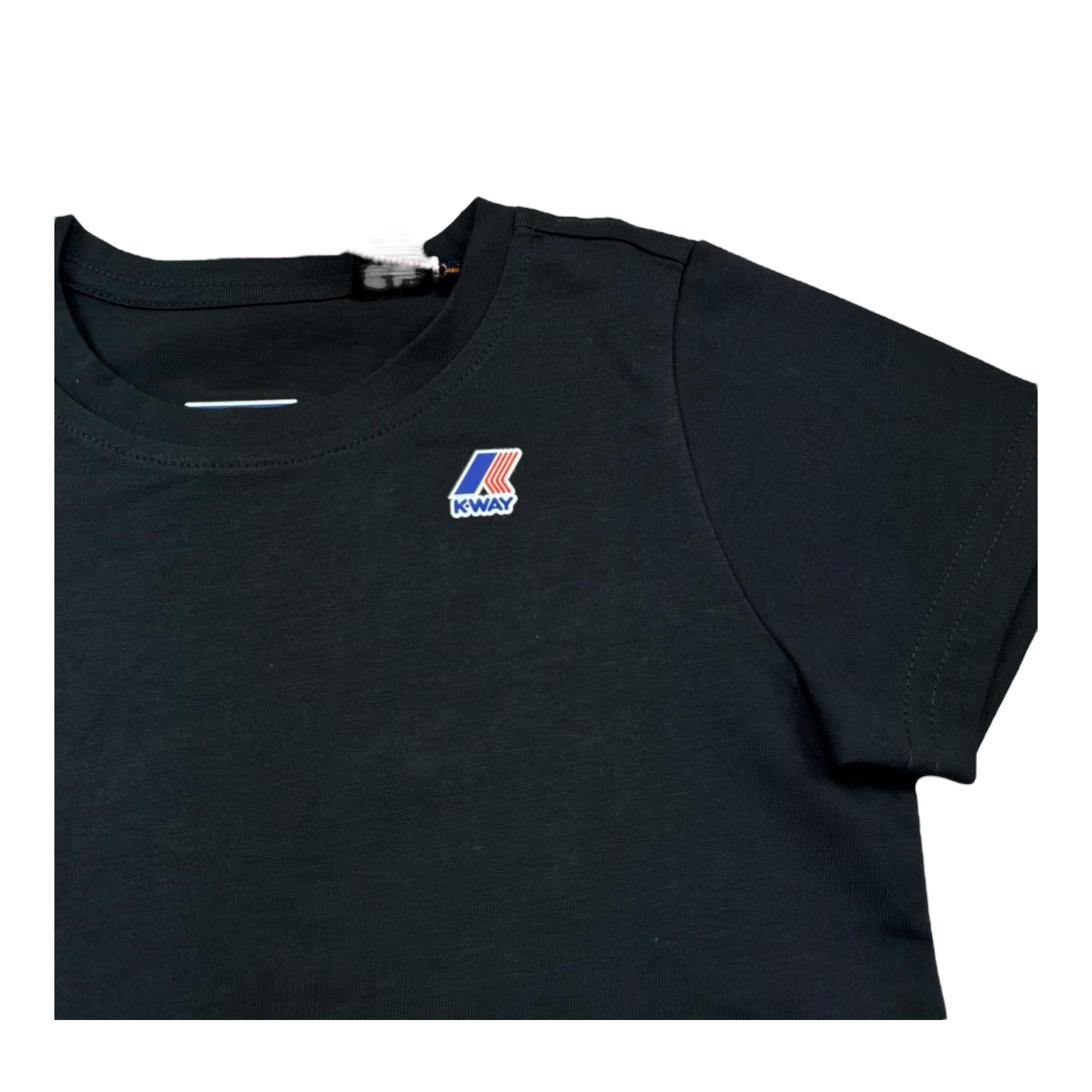 K-Way T-Shirt Girocollo Tinta Unita con Logo per Bambino K4\\4WW NERO K-WAY 