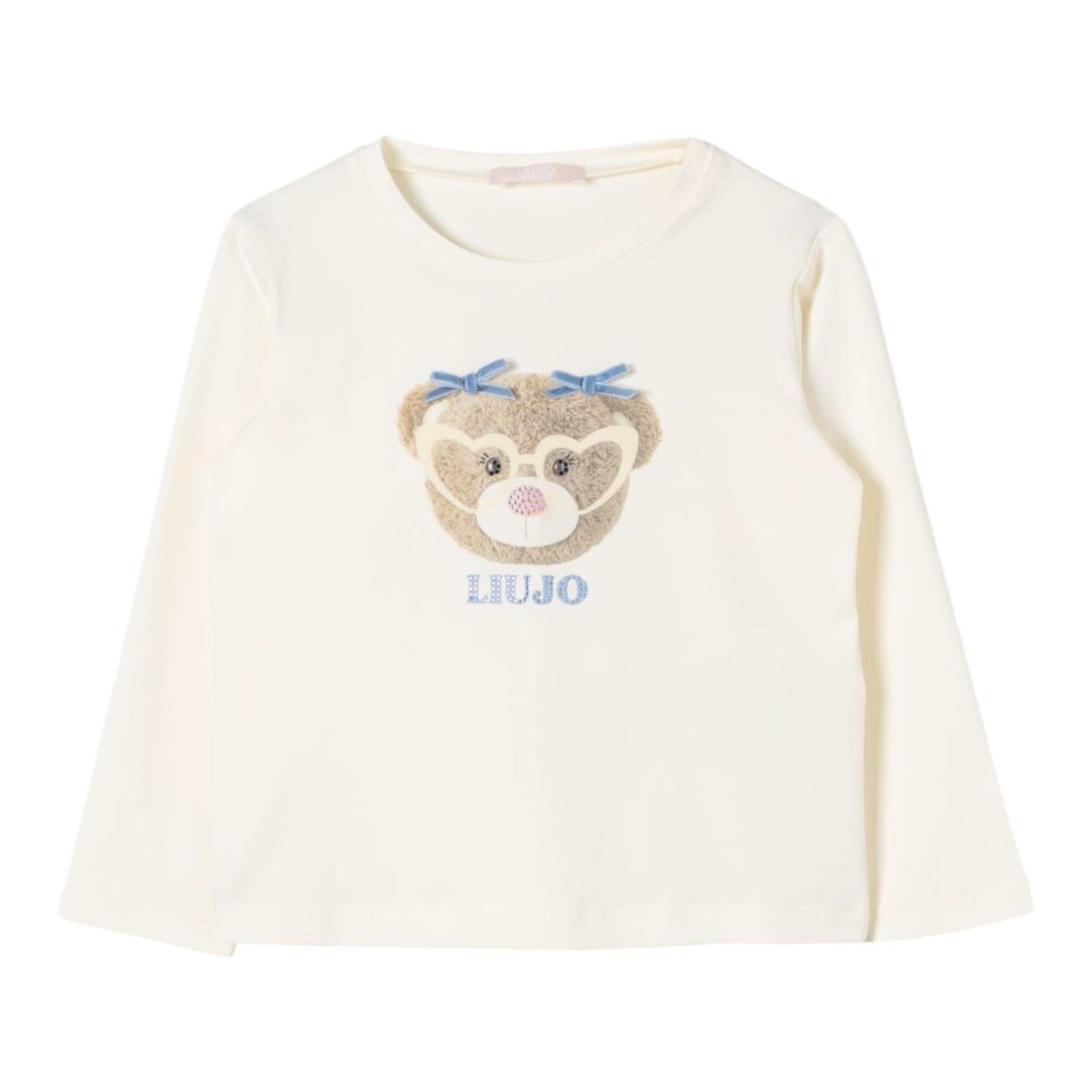 LIU JO shirt girocollo tinta unita con stampa in contrasto Panna per Neonata KF4068 PANNA LIU JO 