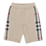 Burberry Bermuda Tinta Unita Con Profili Fantasia Logo Beige Per Bambino