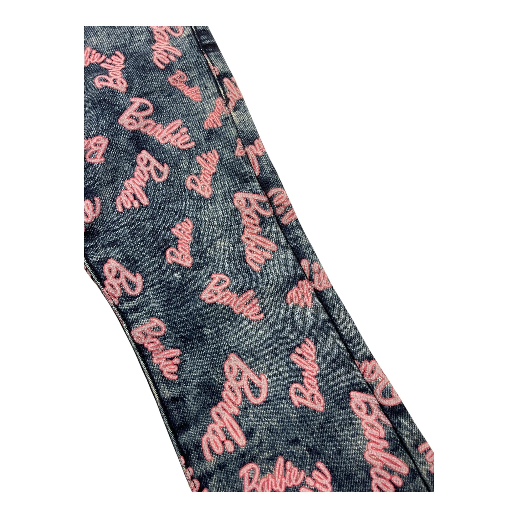 Monnalisa Jeans Tinta Unita con Stampa Barbie per Bambina 19D430 BLU MONNALISA 