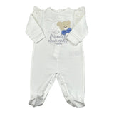 Nanan Tutina Tinta Unita con Ricami per Neonata E24418 BIANCO NANAN 