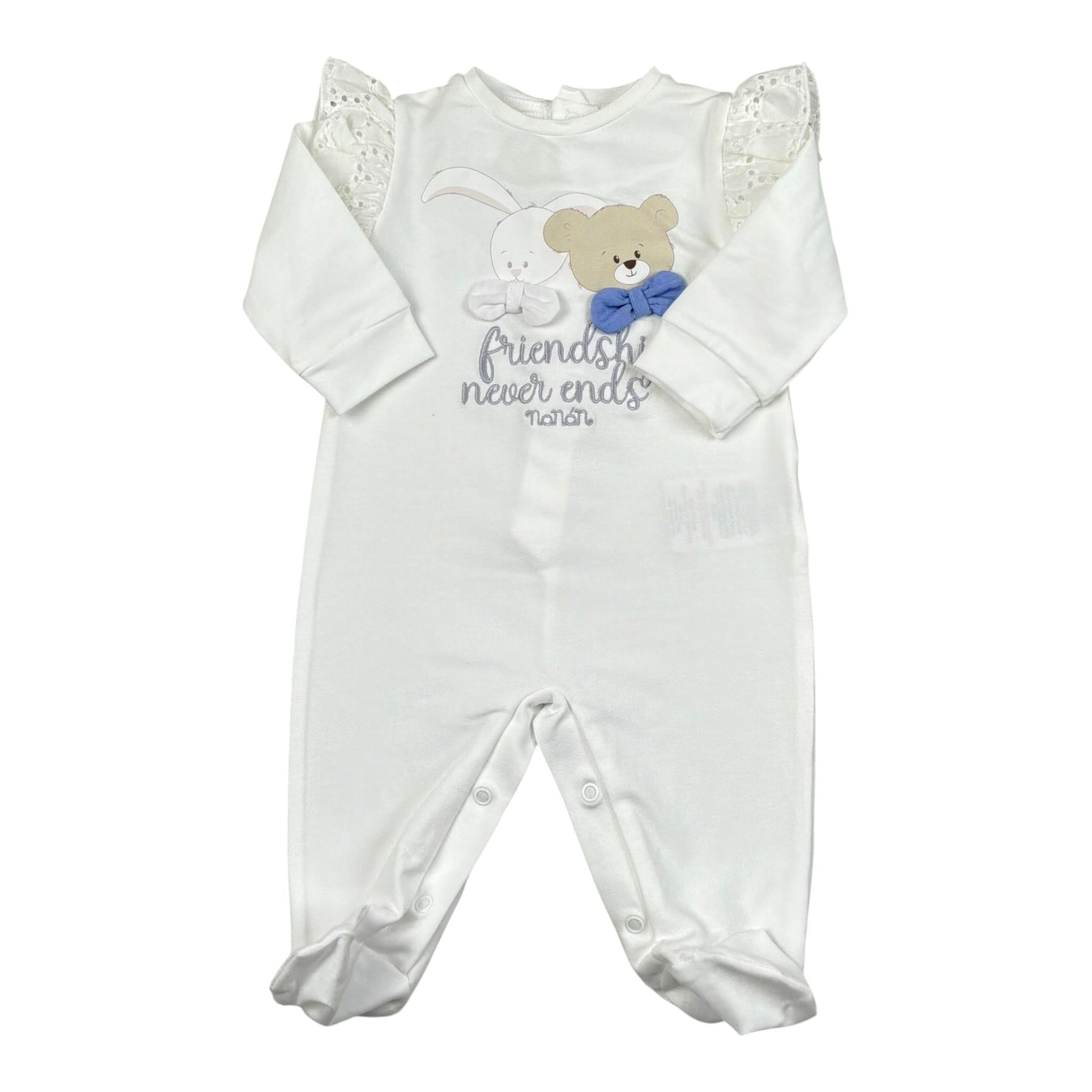 Nanan Tutina Tinta Unita con Ricami per Neonata E24418 BIANCO NANAN 