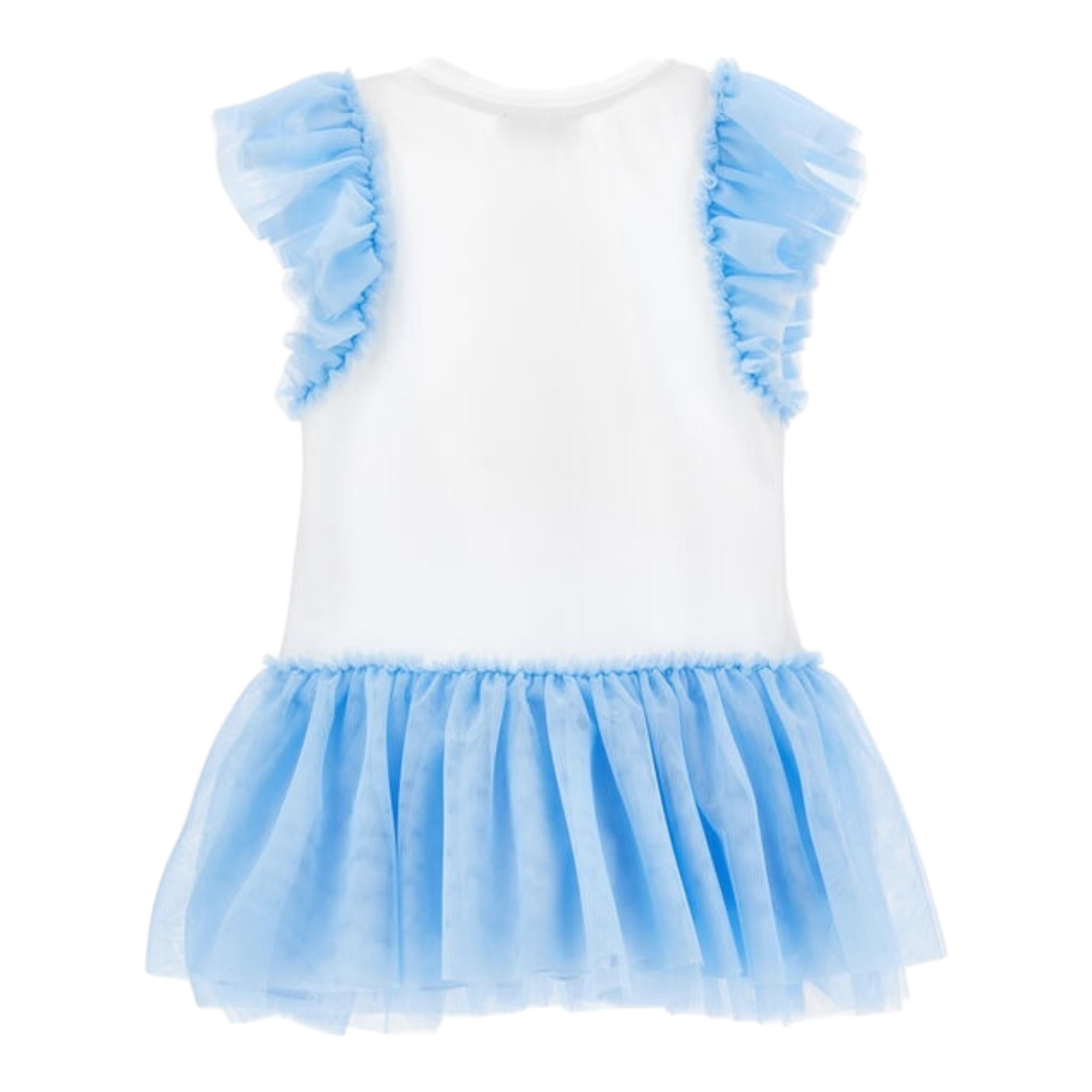 Monnalisa Abito Bicolore con Stampa E Brillantini per Neonata 19E918NX BIANCO MONNALISA 